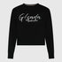 Crop Sweatshirt in Midweight Cotton with Cursive Flock Print Gisada Sweatshirt