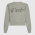 Crop Sweatshirt in Midweight Cotton with Cursive Flock Print Gisada Sweatshirt