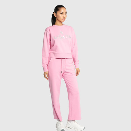 Crop Sweatshirt in Midweight Cotton with Glitter Print Gisada Sweatshirt
