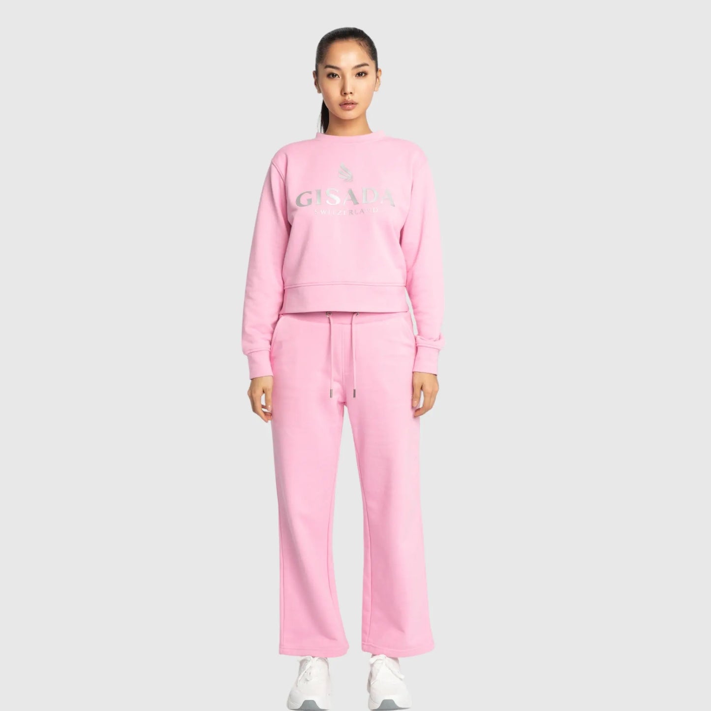 Crop Sweatshirt in Midweight Cotton with Glitter Print Gisada Sweatshirt
