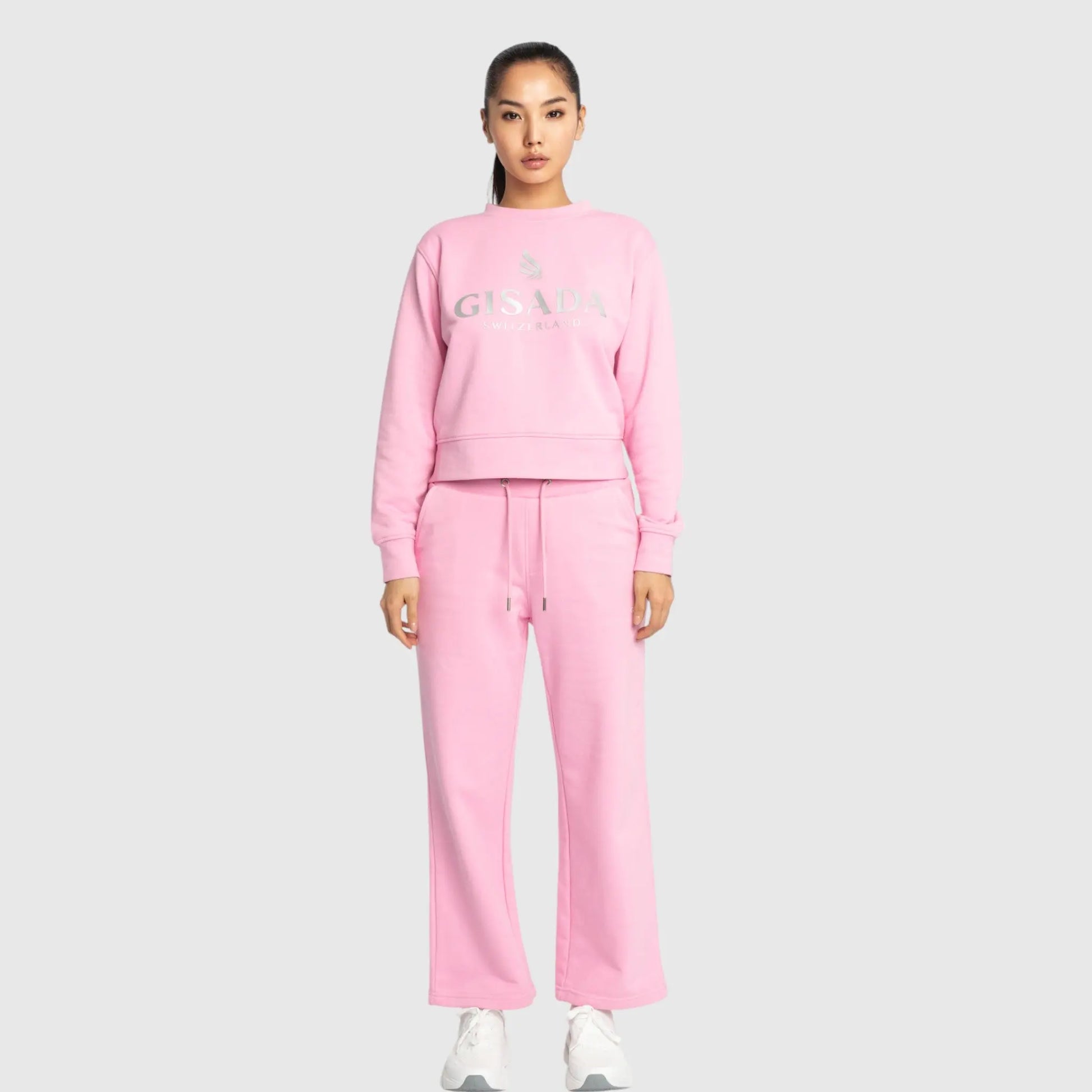Crop Sweatshirt in Midweight Cotton with Glitter Print Gisada Sweatshirt