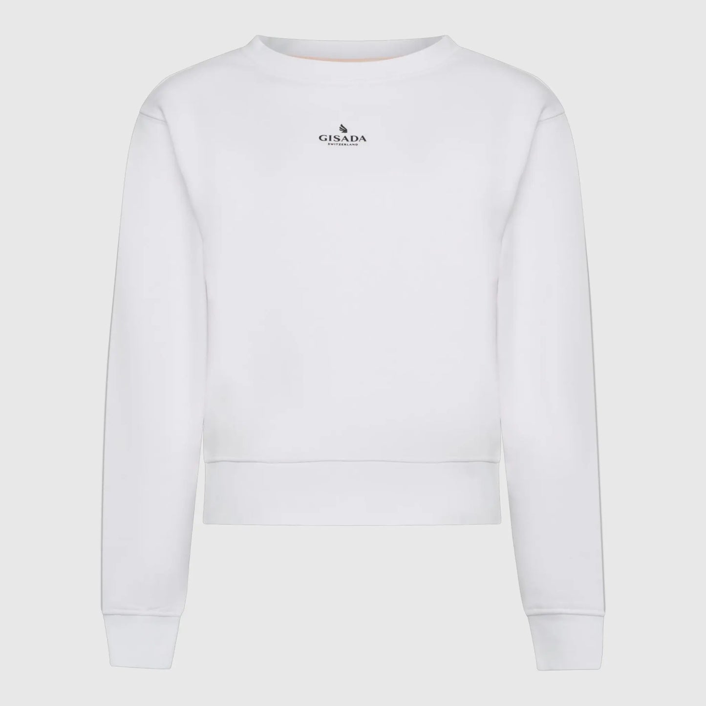 Crop Sweatshirt in Midweight Cotton with Small Silicon Logo Gisada Sweatshirt
