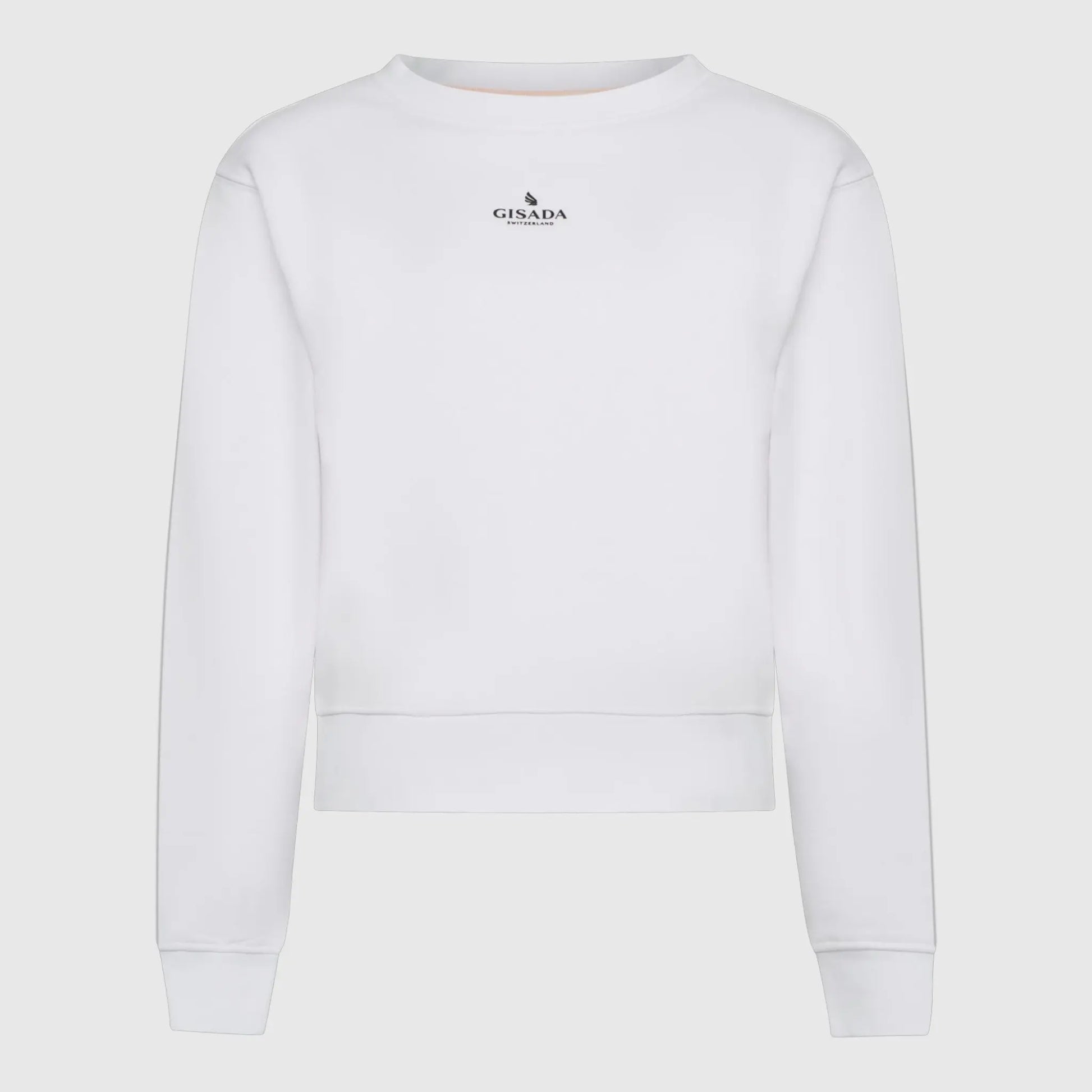 Crop Sweatshirt in Midweight Cotton with Small Silicon Logo Gisada Sweatshirt