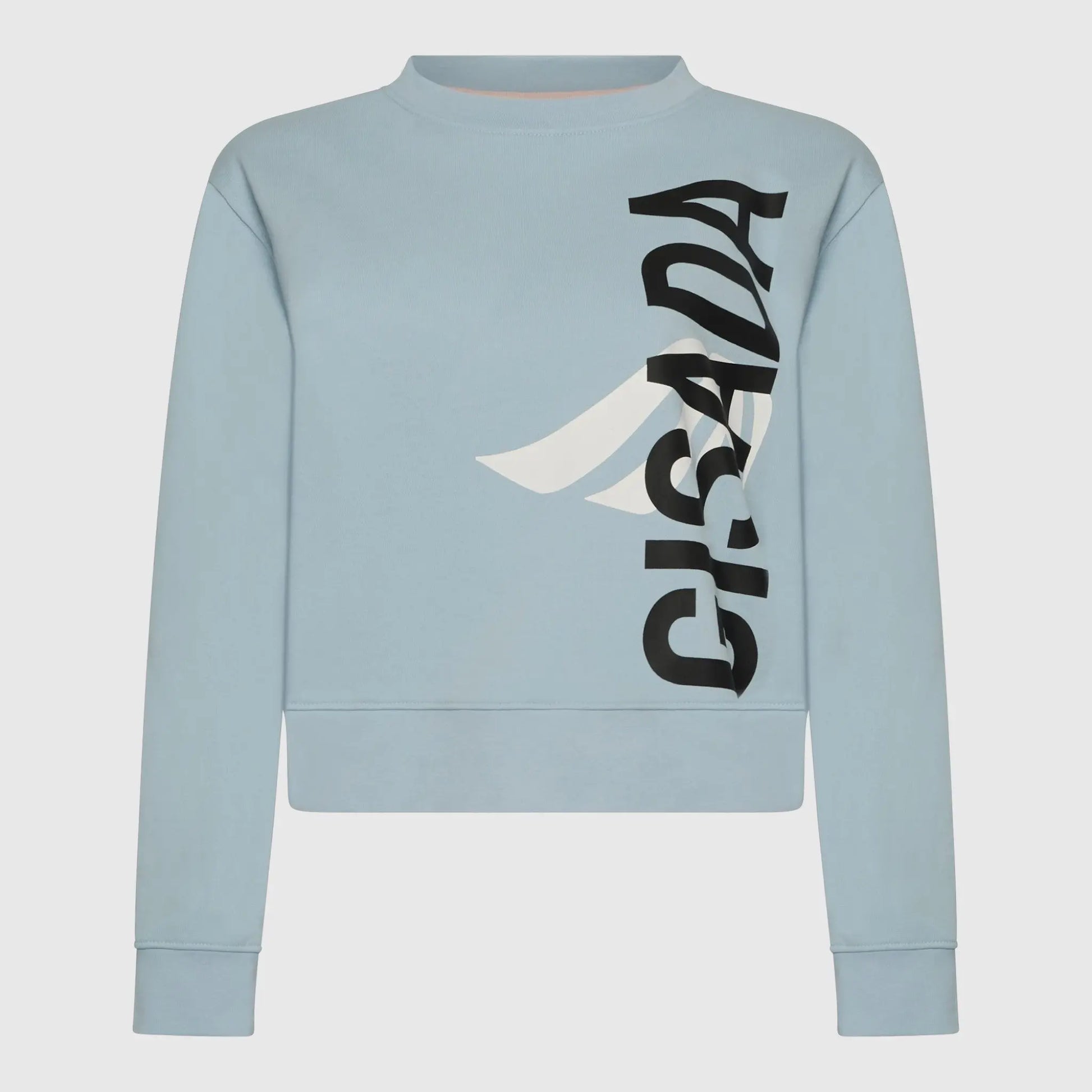 Crop Sweatshirt in Midweight Cotton with Vertical Silicon Print Gisada Sweatshirt