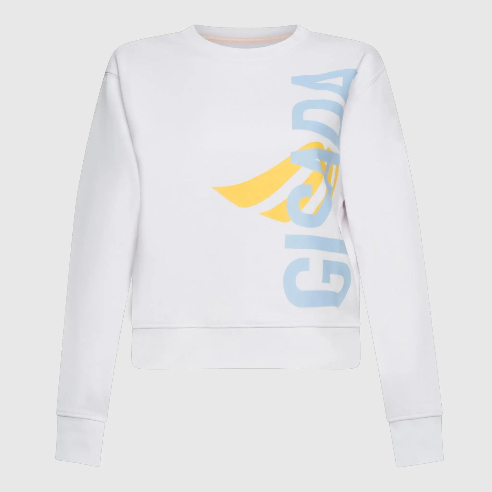 Crop Sweatshirt in Midweight Cotton with Vertical Silicon Print Gisada Sweatshirt