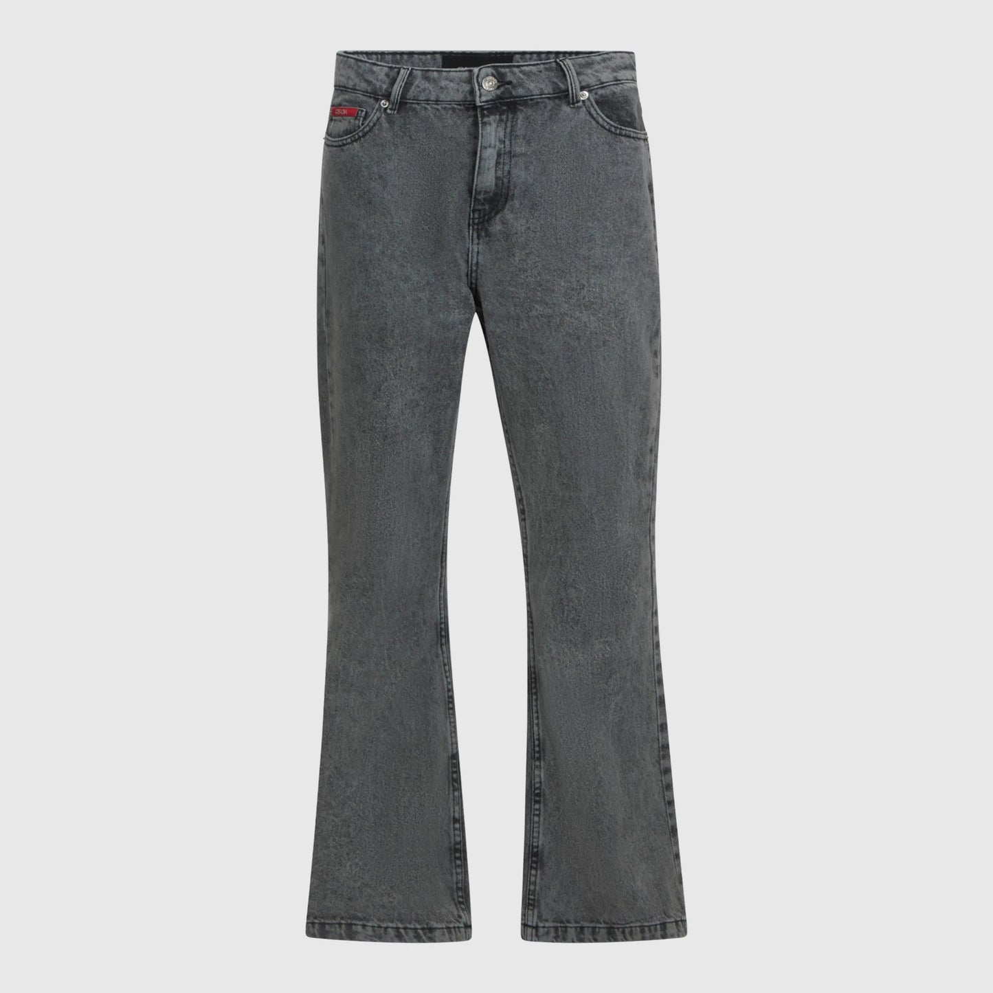 Backside of designer flared jeans in grey by Gisada