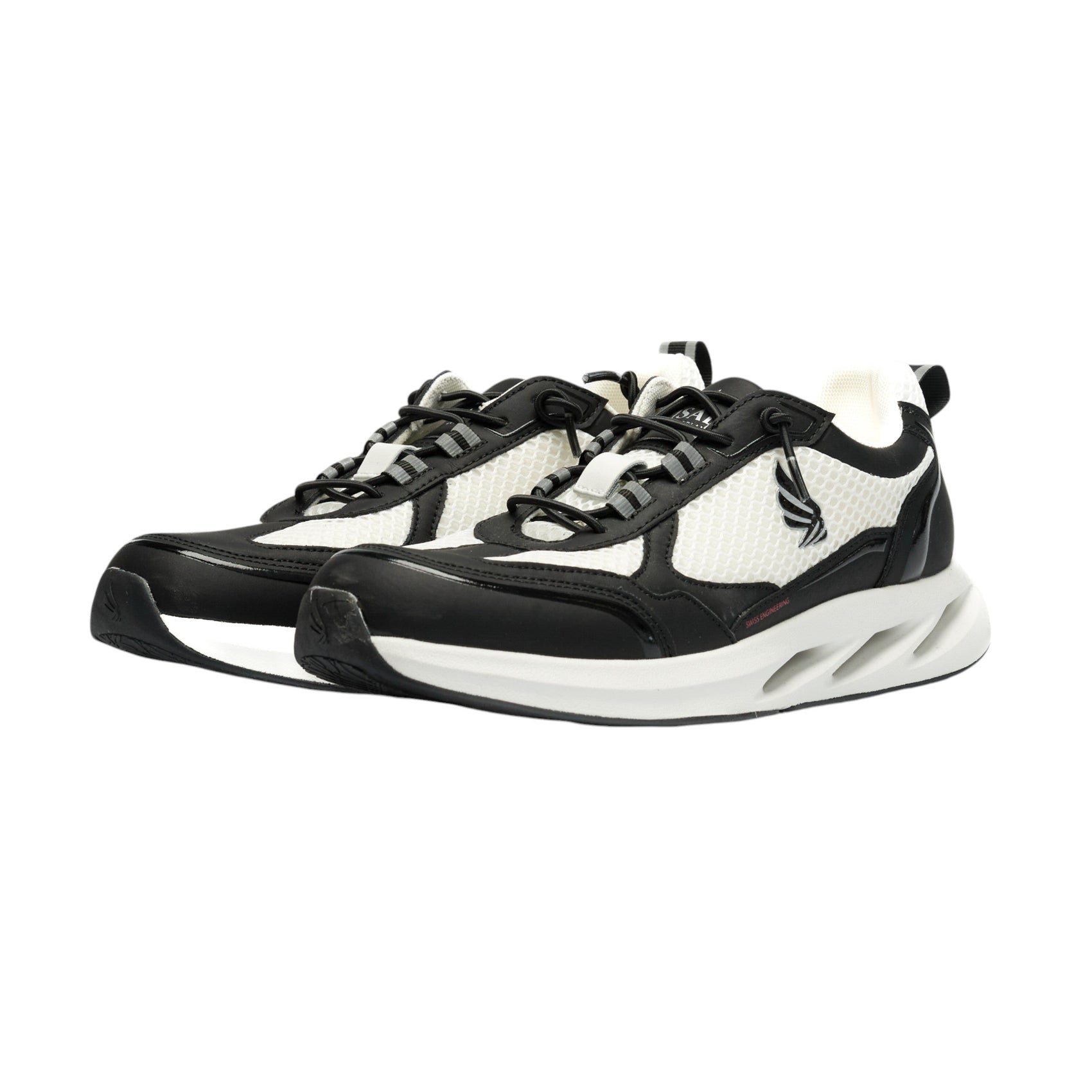 Side view of Gisada black and white mesh sneakers – luxury performance design