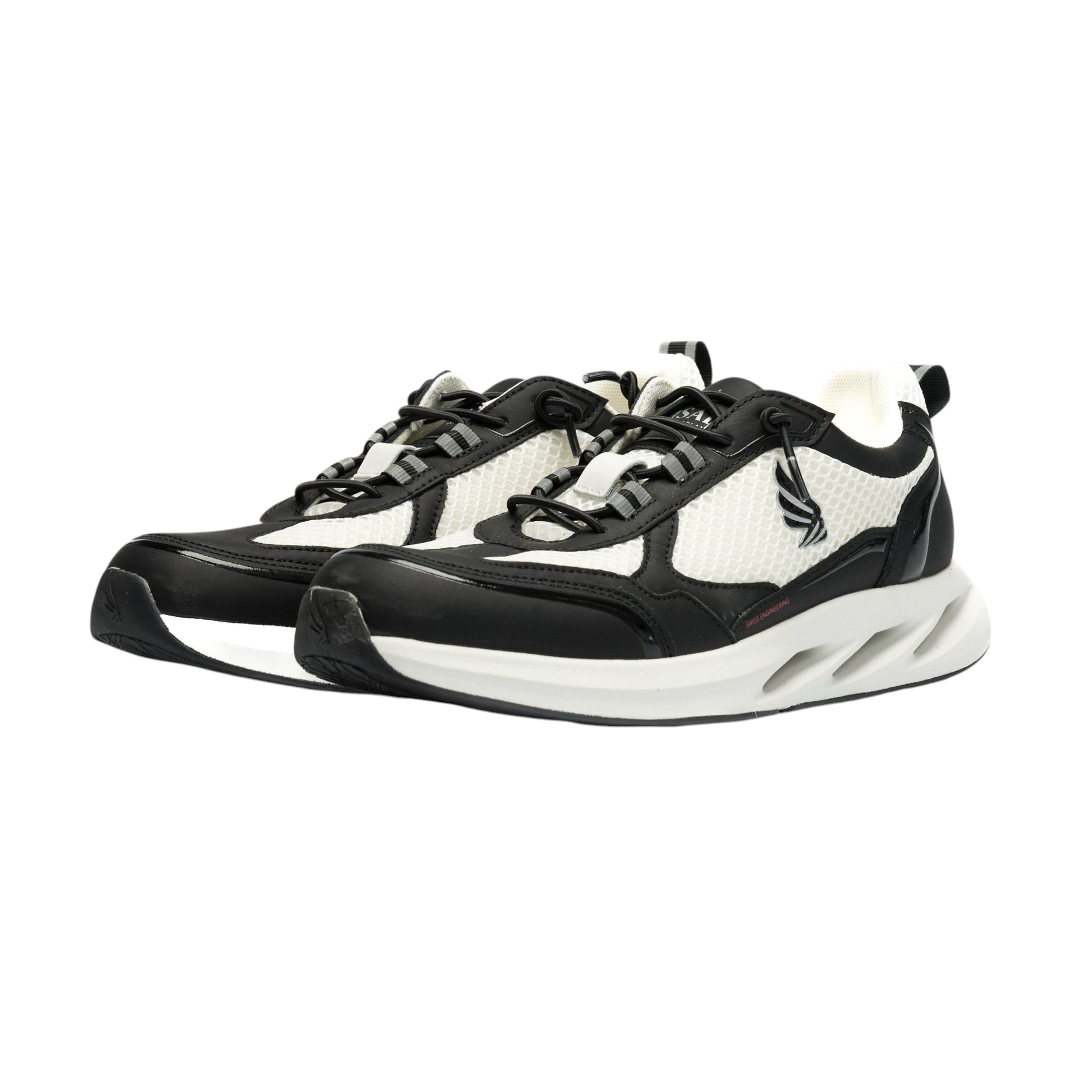 Side view of Gisada black and white mesh sneakers – luxury performance design