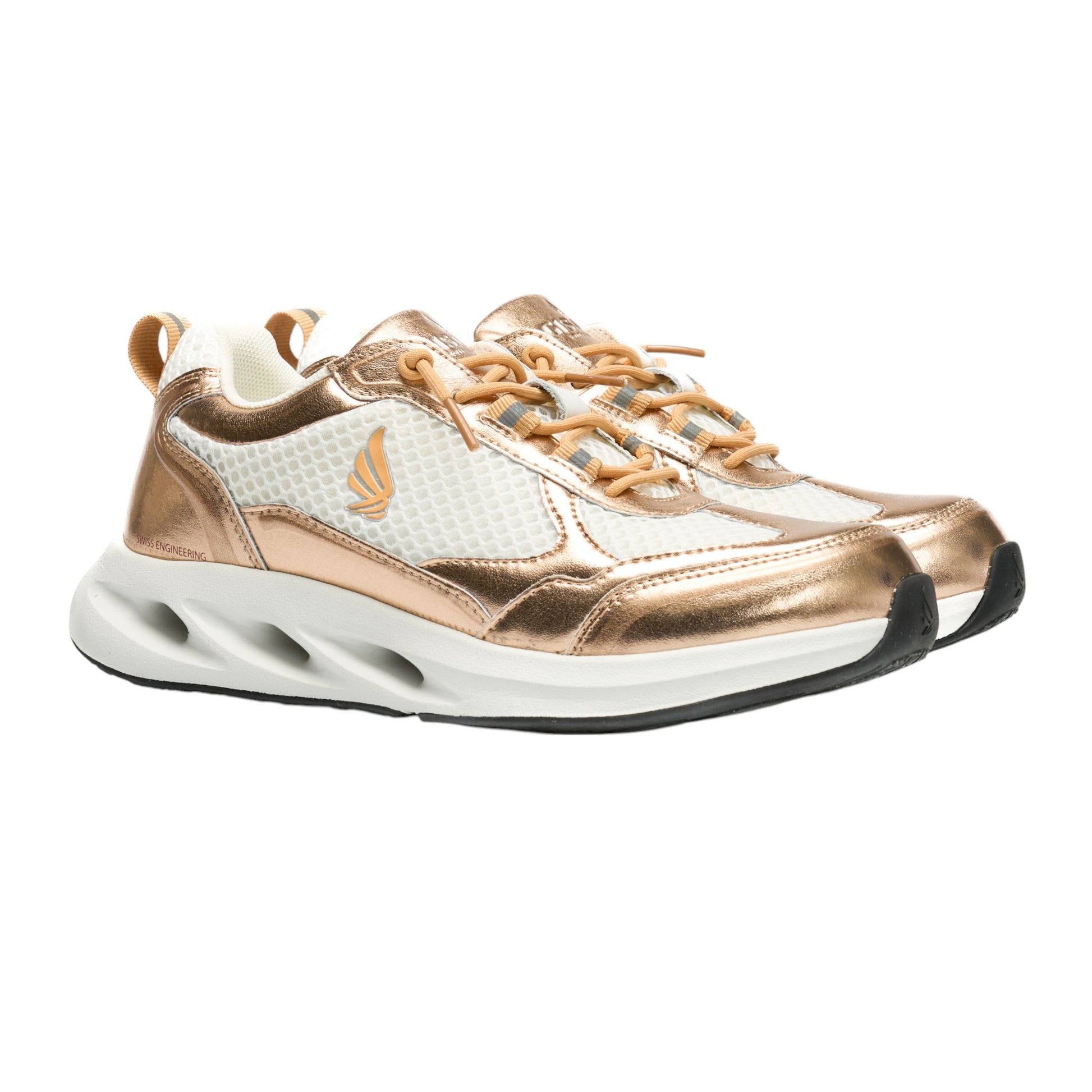Pair of Gisada metallic rose gold trainers – breathable and stylish