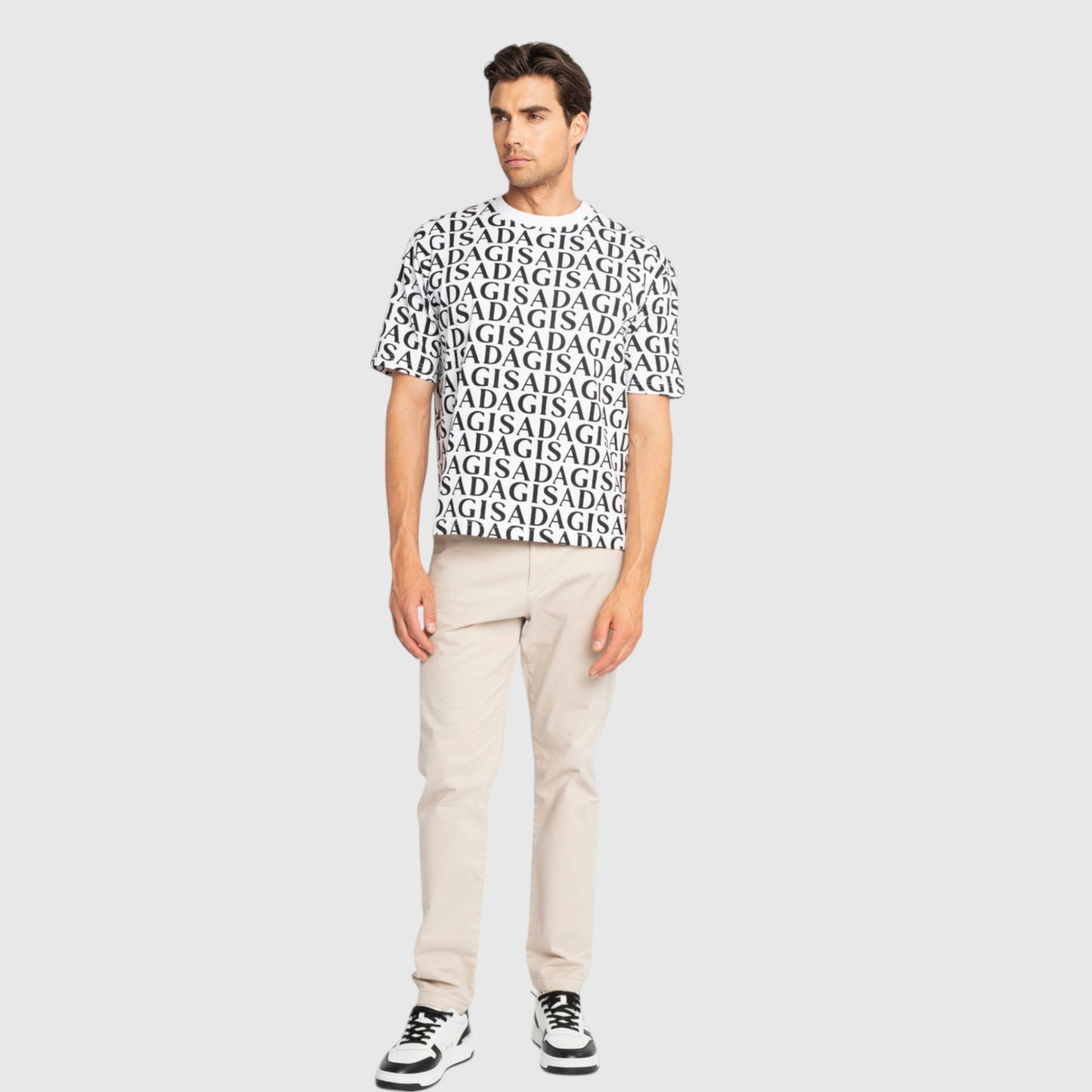 Oversized T-Shirt in Heavy Cotton with Allover Print