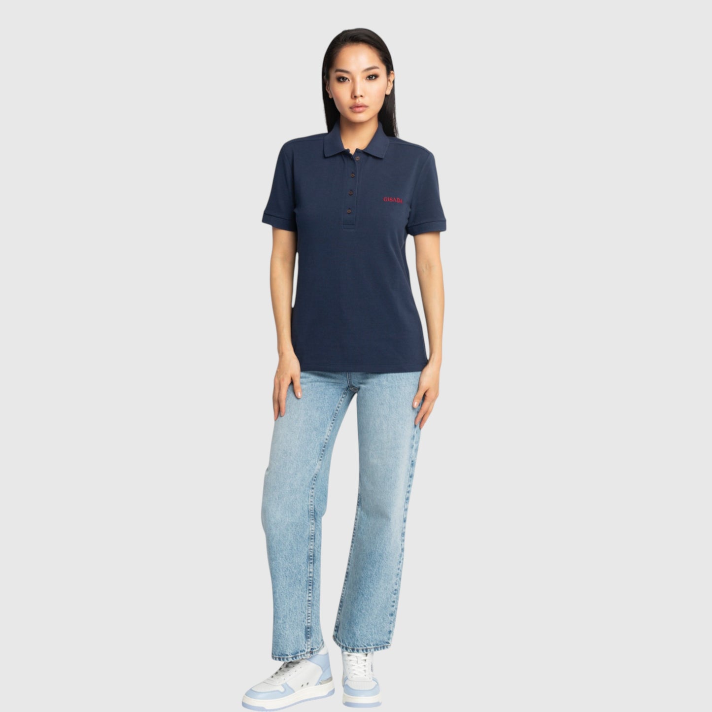 Slim Fit Polo mit kurzen Ärmeln aus Interlock-Piquet mit gesticktem Gisada-Logo