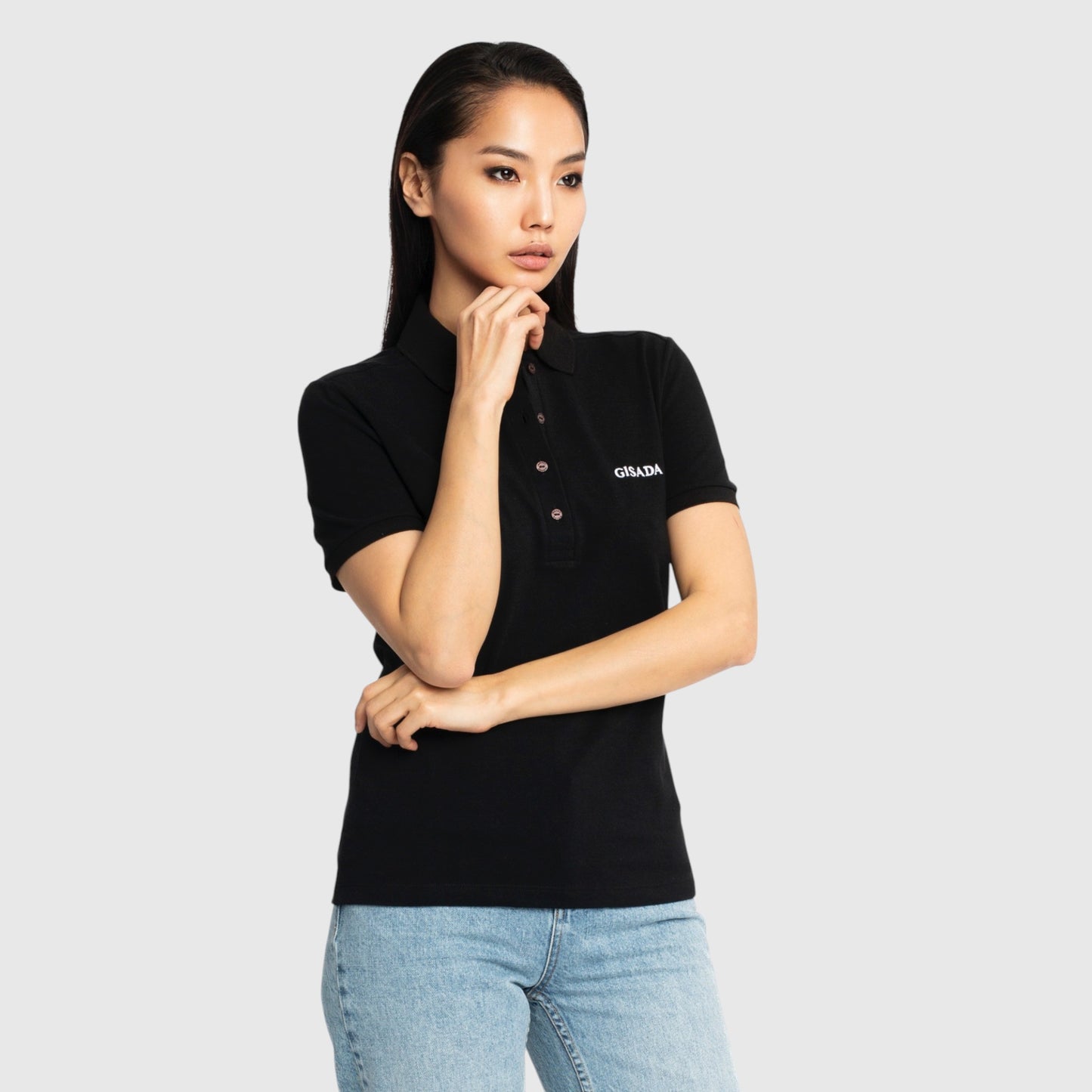Slim Fit Short Sleeves Polo in Interlock Piquet with Embroidery Gisada Logo