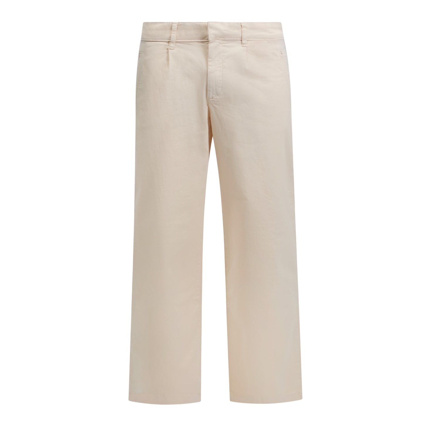 Front view of Gisada tapered beige chinos for men