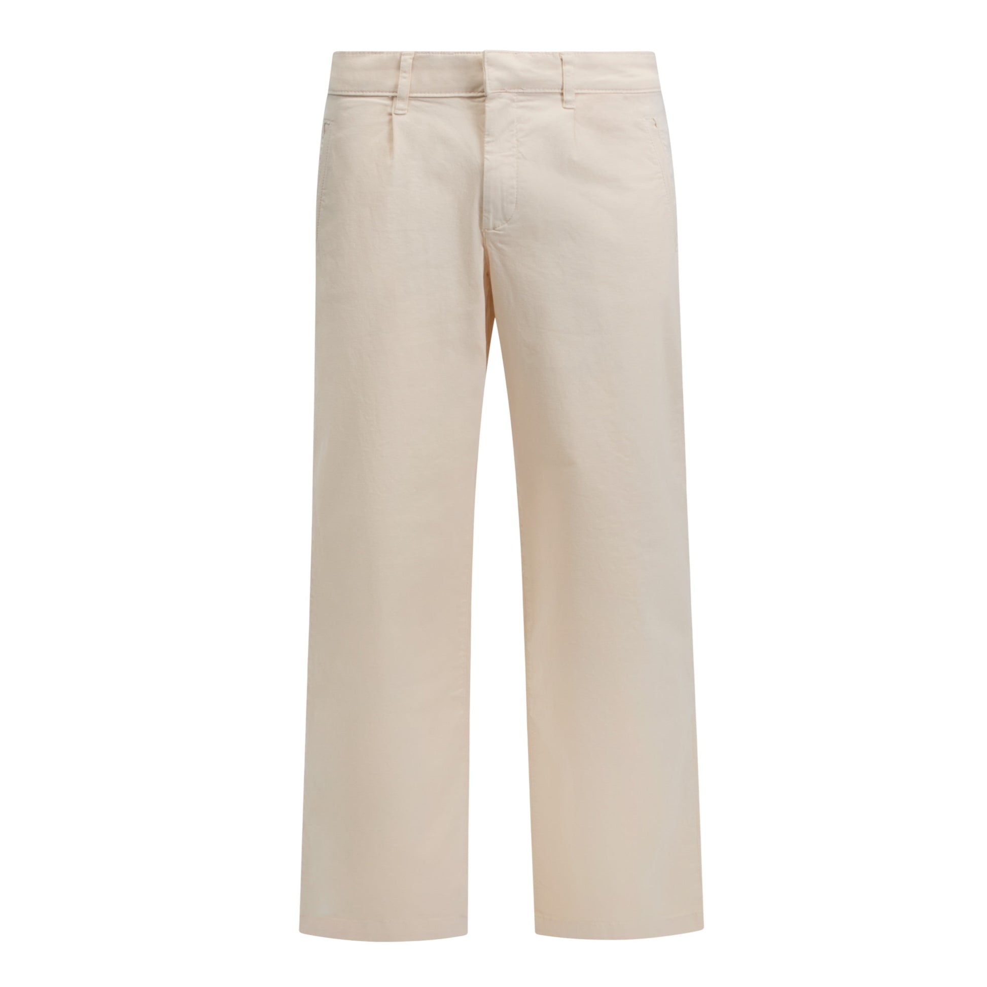 Front view of Gisada tapered beige chinos for men