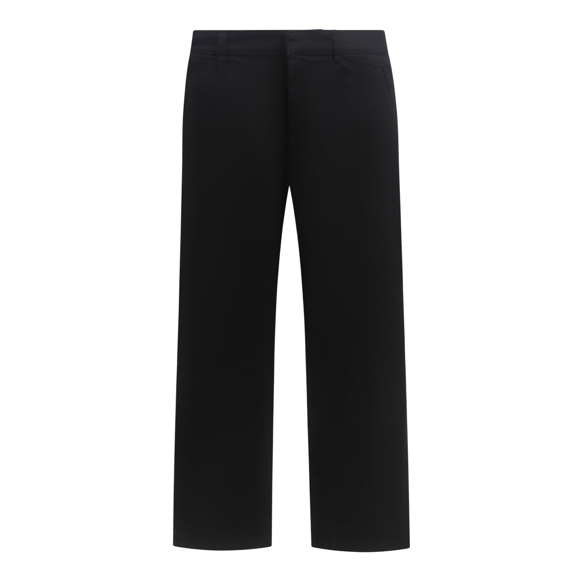 Front view of Gisada tapered black chinos for men