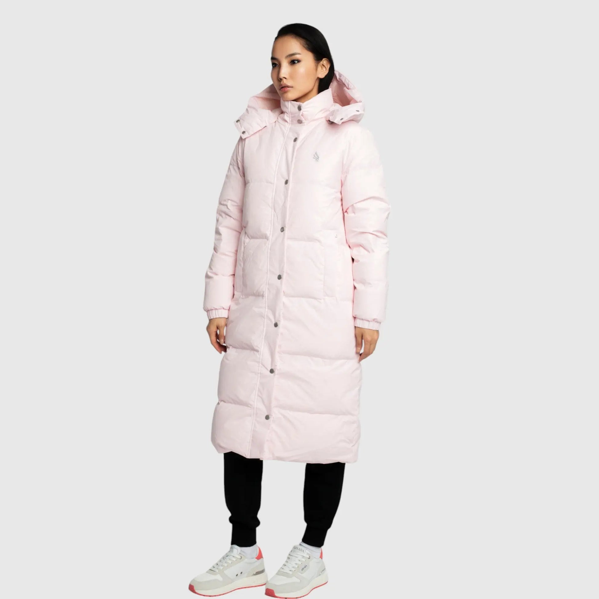 Long Puffer Down-Jacket with Detachable Hood and Logo Patch on Back Gisada Jacket