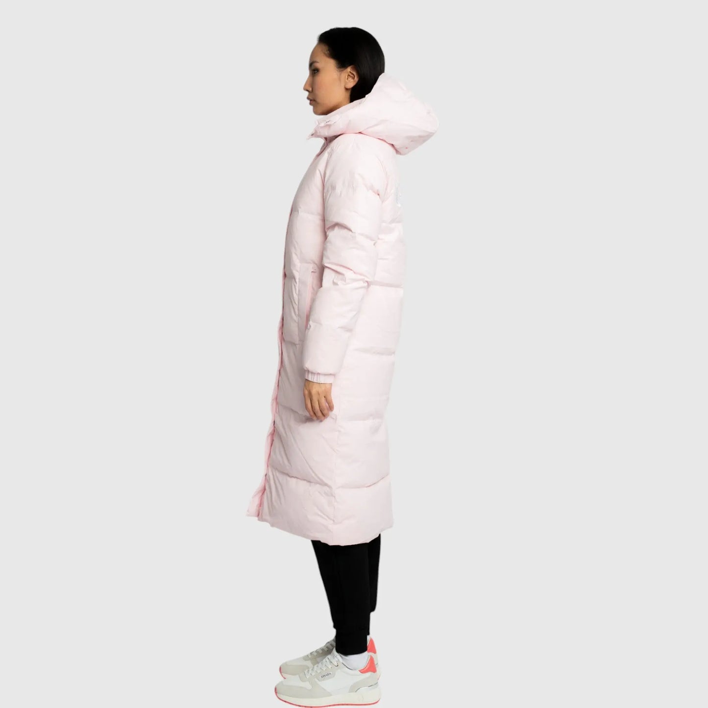 Long Puffer Down-Jacket with Detachable Hood and Logo Patch on Back Gisada Jacket