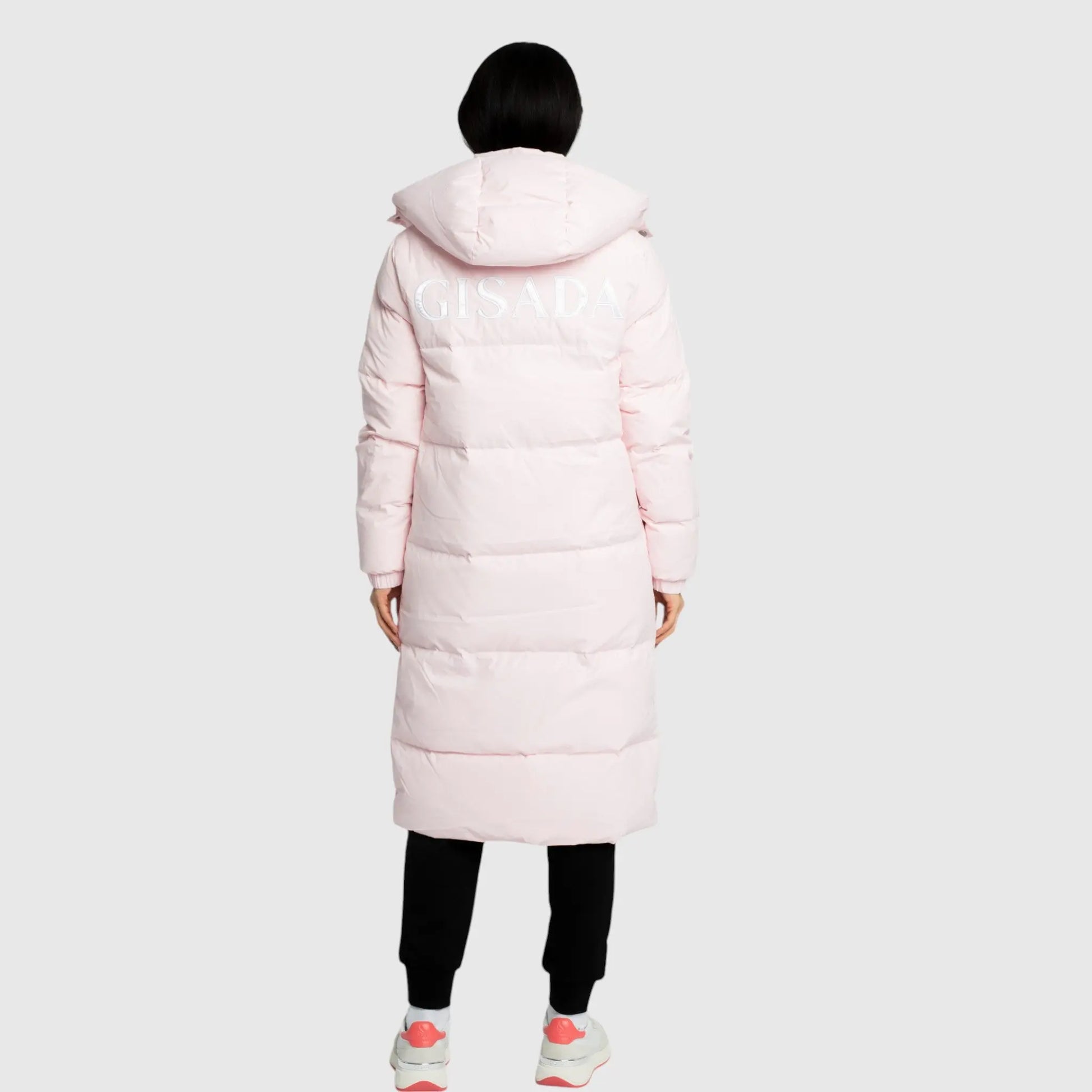 Long Puffer Down-Jacket with Detachable Hood and Logo Patch on Back Gisada Jacket