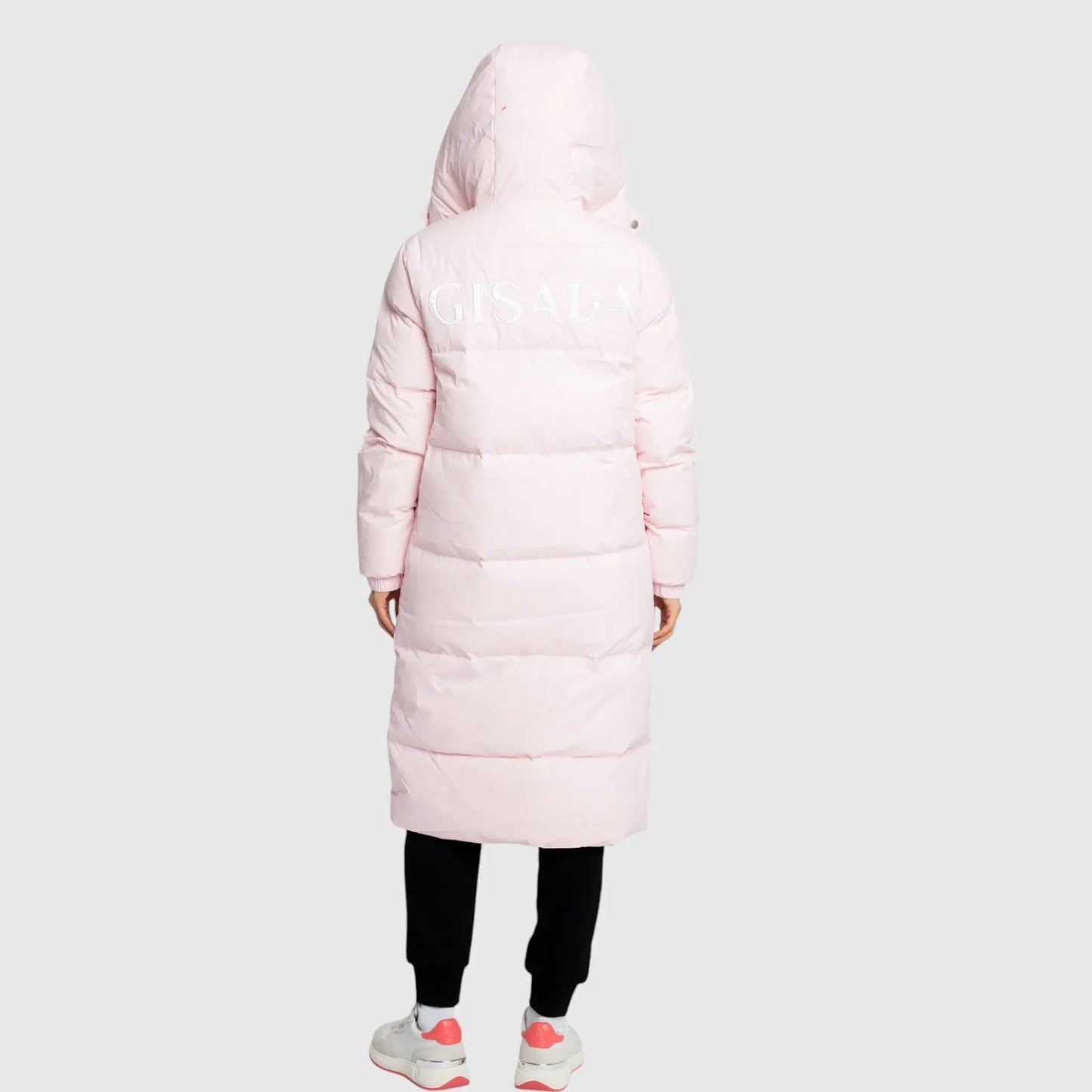 Long Puffer Down-Jacket with Detachable Hood and Logo Patch on Back Gisada Jacket