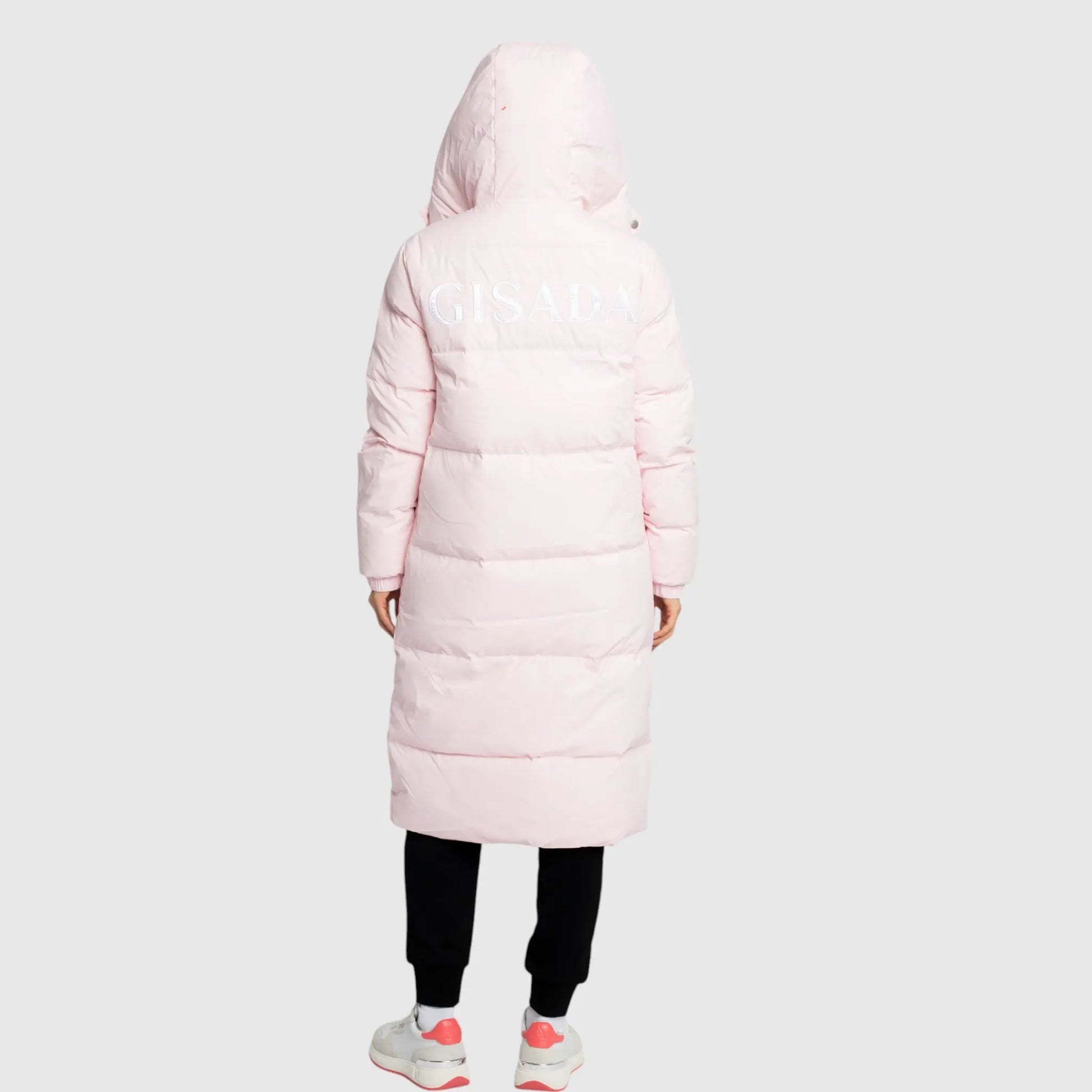 Long Puffer Down-Jacket with Detachable Hood and Logo Patch on Back Gisada Jacket