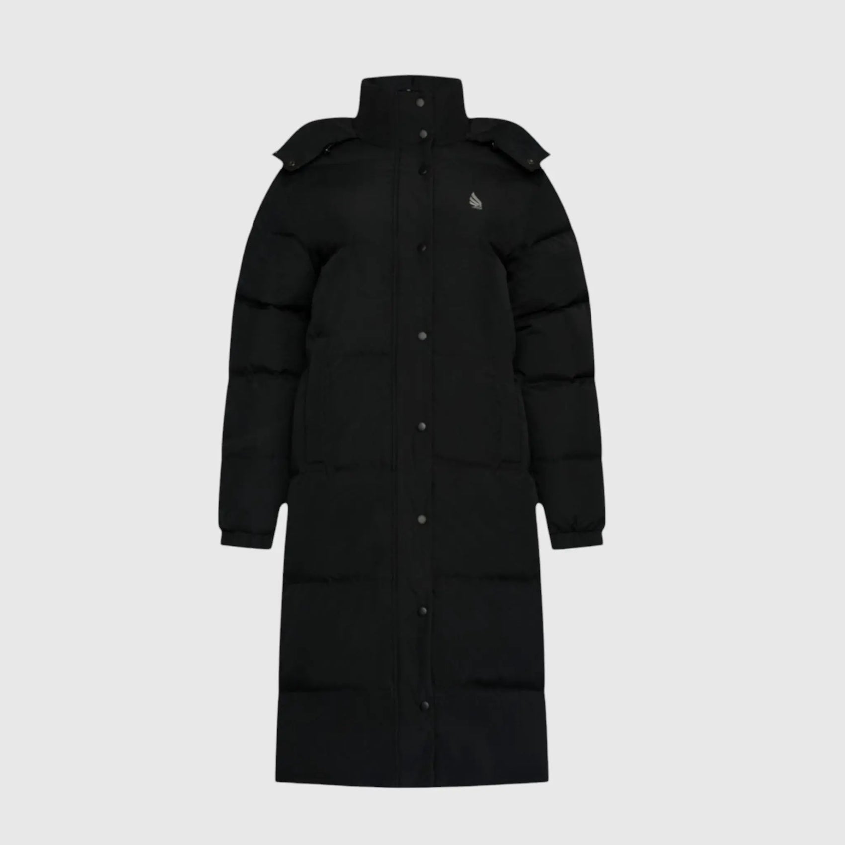 Long Puffer Down-Jacket with Detachable Hood and Logo Patch on Back Gisada Jacket