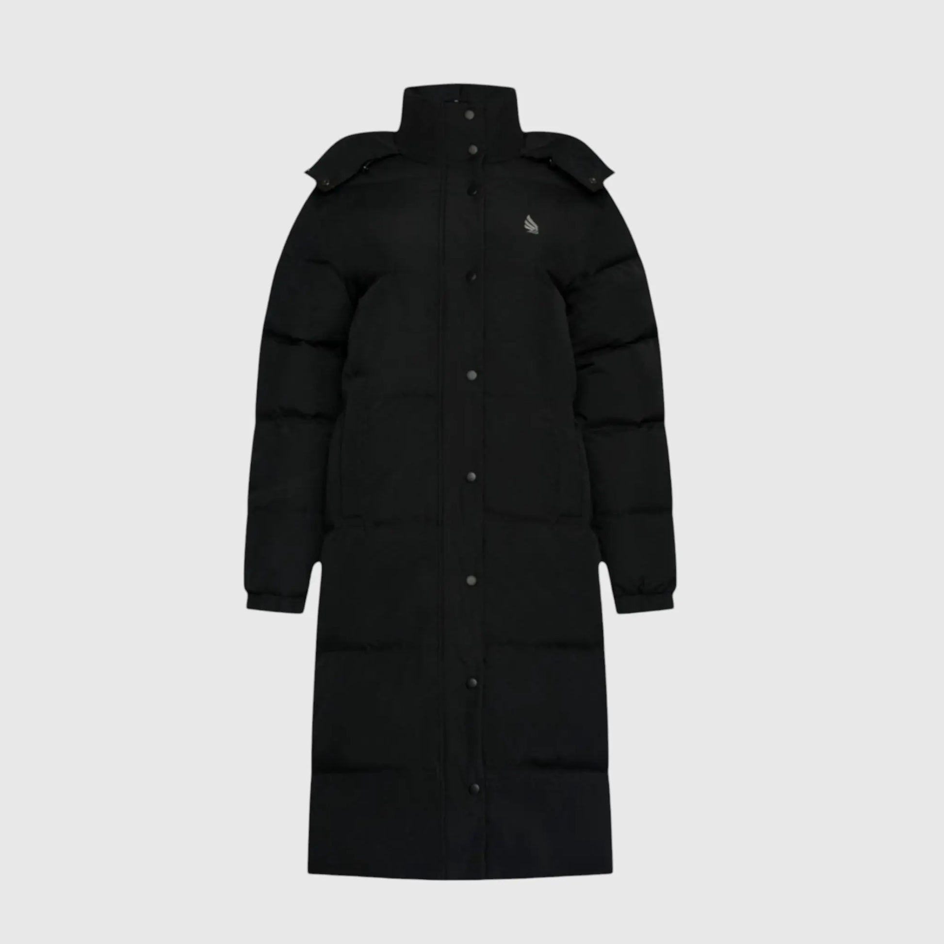 Long Puffer Down-Jacket with Detachable Hood and Logo Patch on Back Gisada Jacket