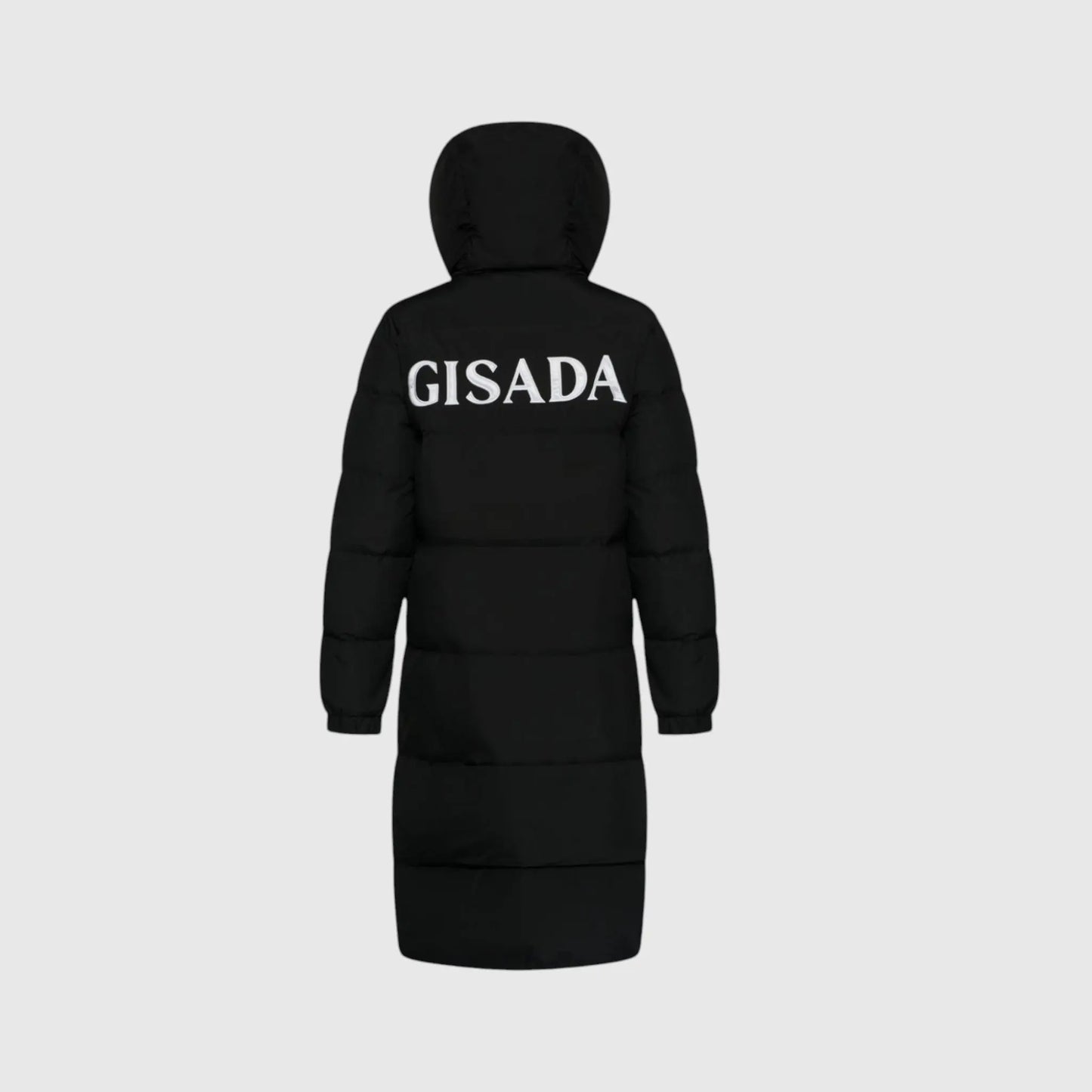 Long Puffer Down-Jacket with Detachable Hood and Logo Patch on Back Gisada Jacket