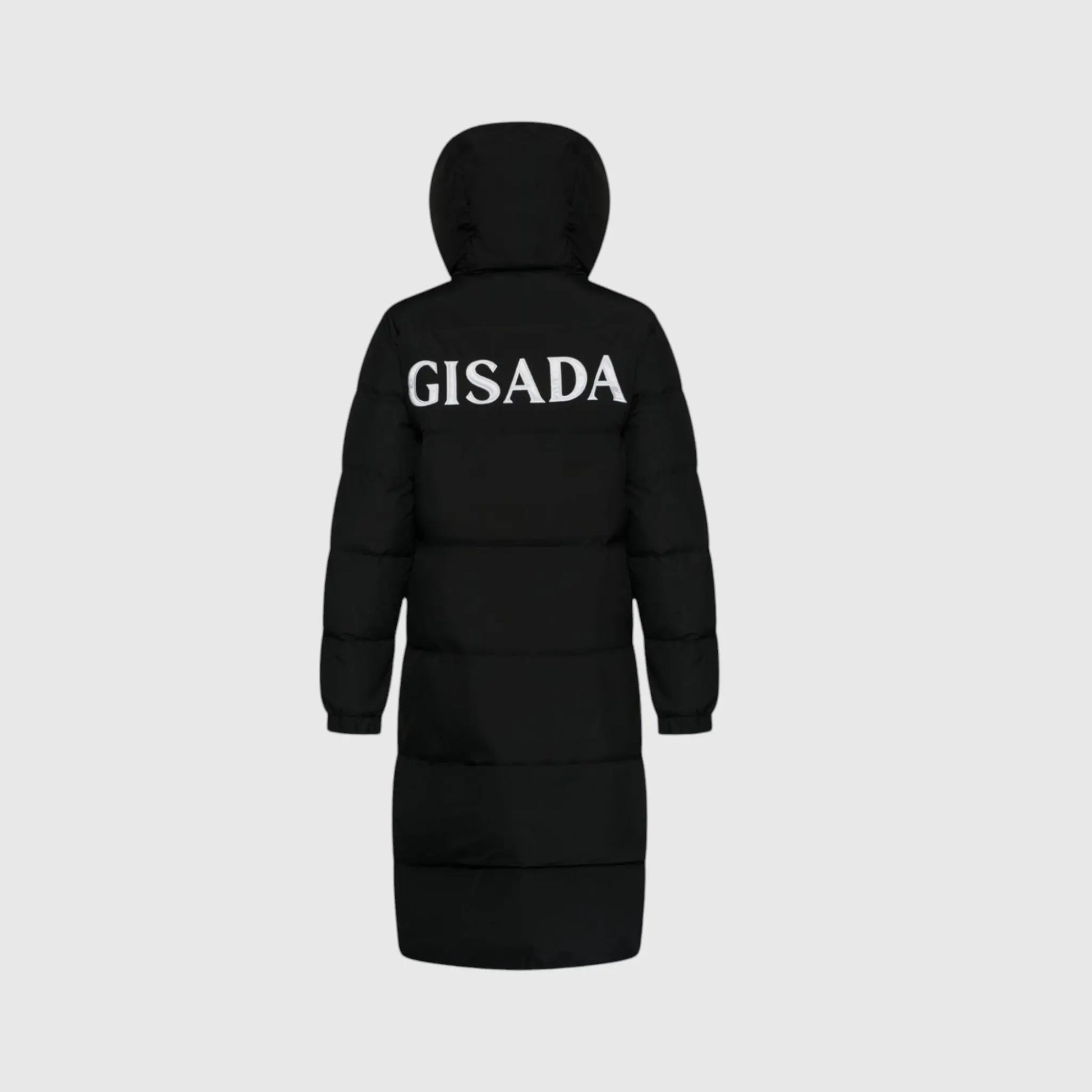 Long Puffer Down-Jacket with Detachable Hood and Logo Patch on Back Gisada Jacket