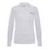 Front view of white Gisada embroidered long sleeve polo shirt in piqué cotton