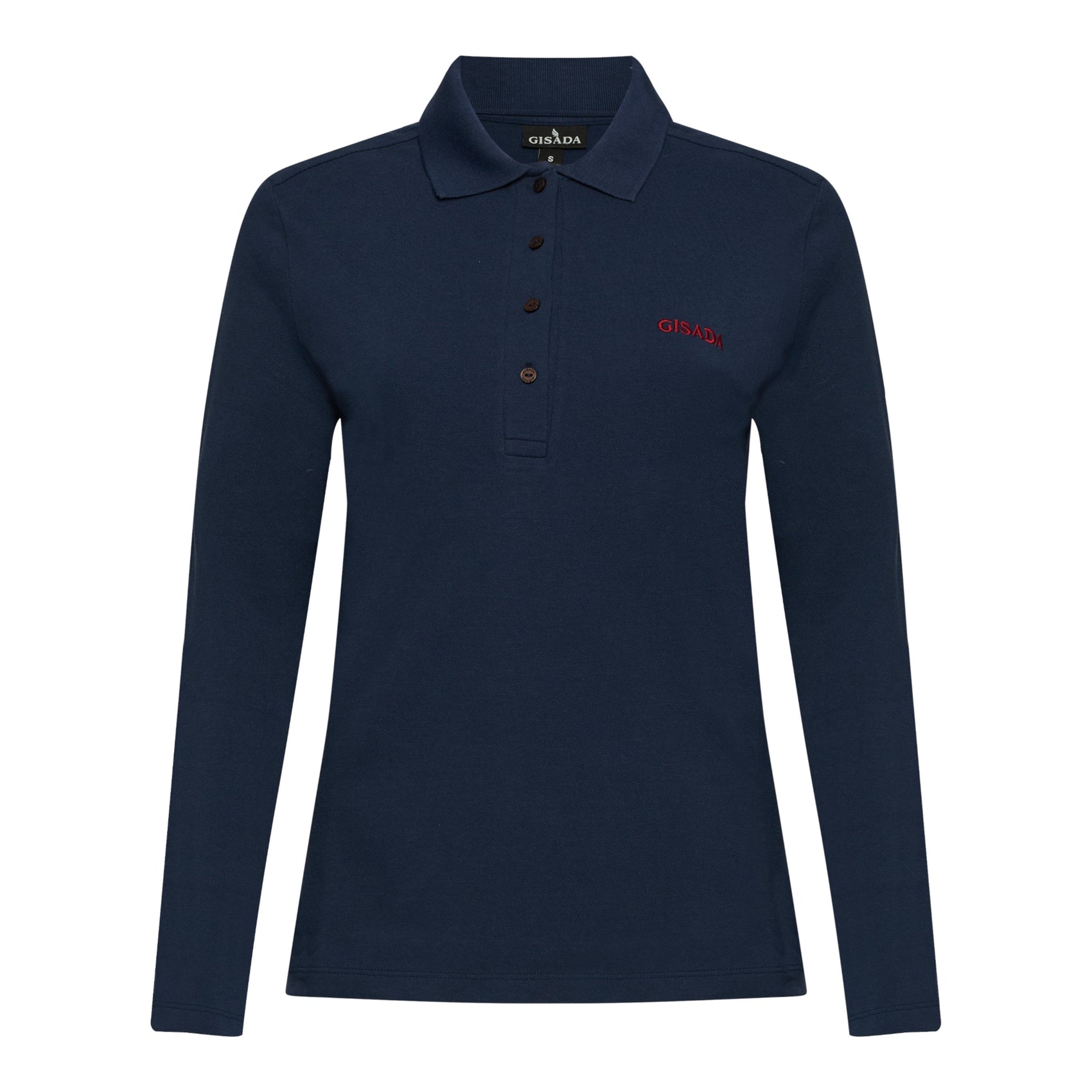Long Sleeves Polo in Luxe Interlock Piquet with Embroidery Logo Gisada Polo