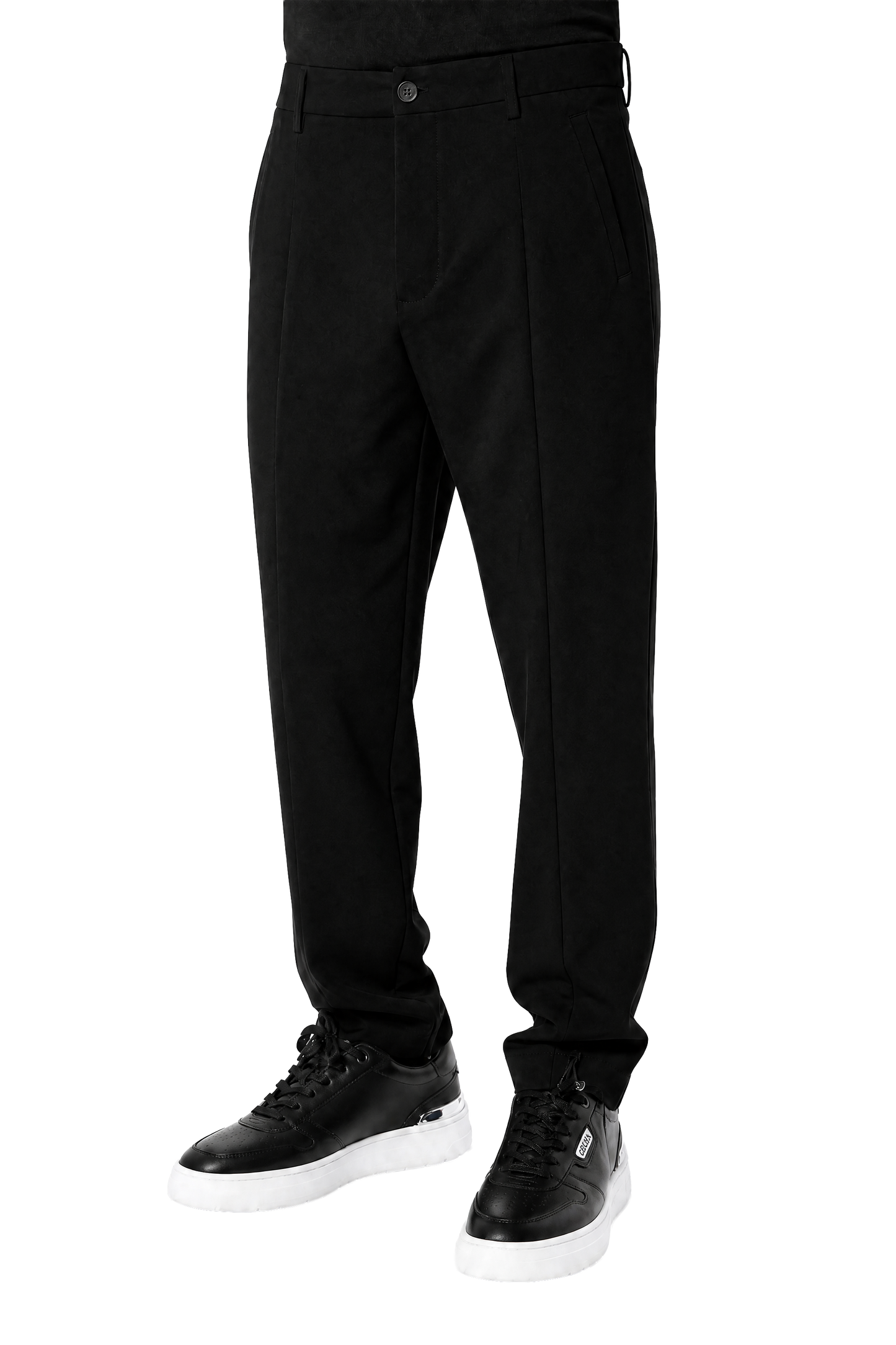 Single-Pleat Wool Blend Pants