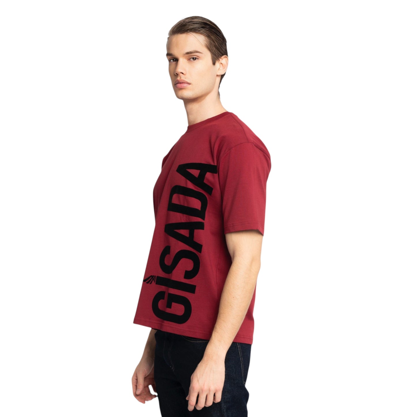 Oversized T-Shirt in Heavy Cotton with Large Side Logo Flock Print