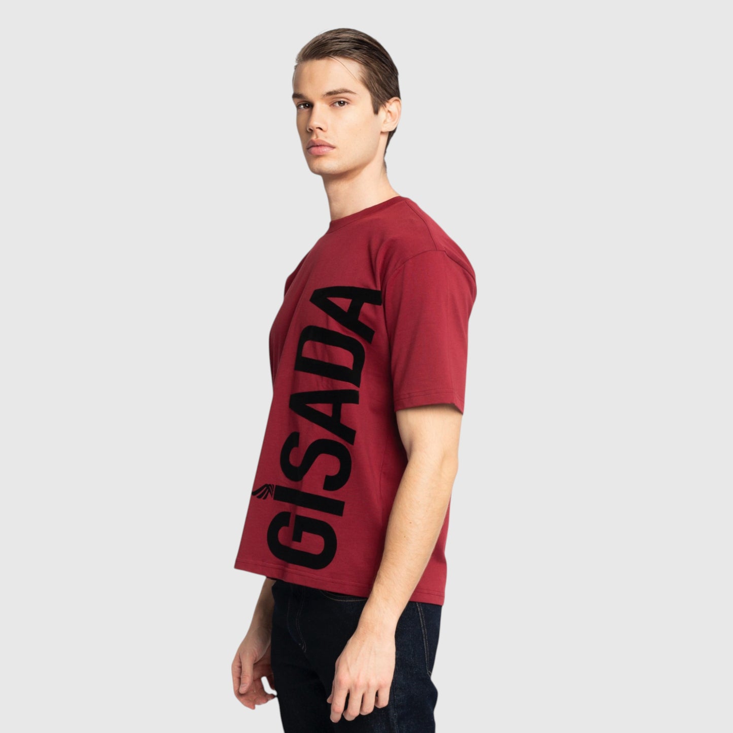 Oversized T-Shirt in Heavy Cotton with Large Side Logo Flock Print