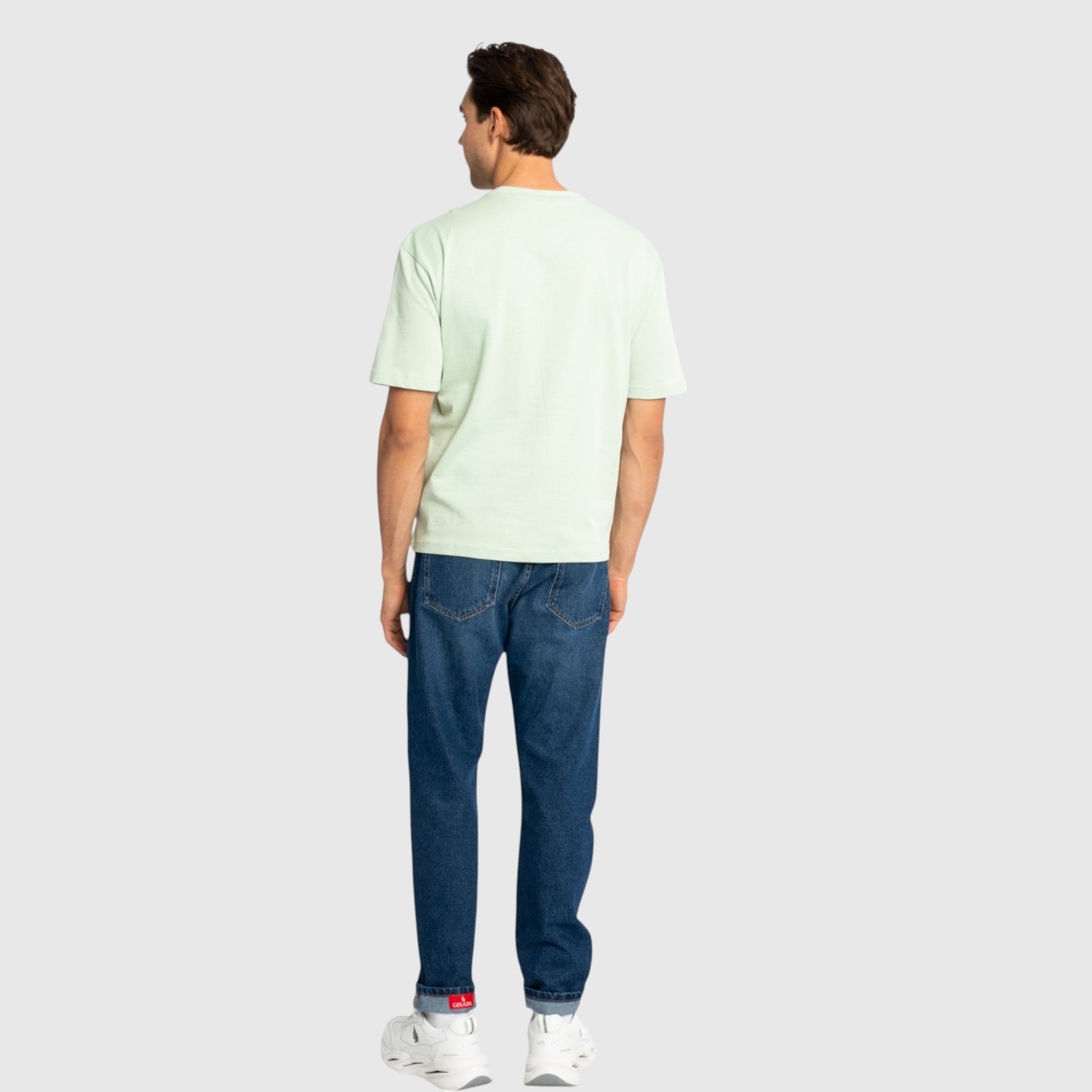 Übergroßes T-Shirt aus schwerer Baumwolle mit großem Logo-Flockdruck an der Seite