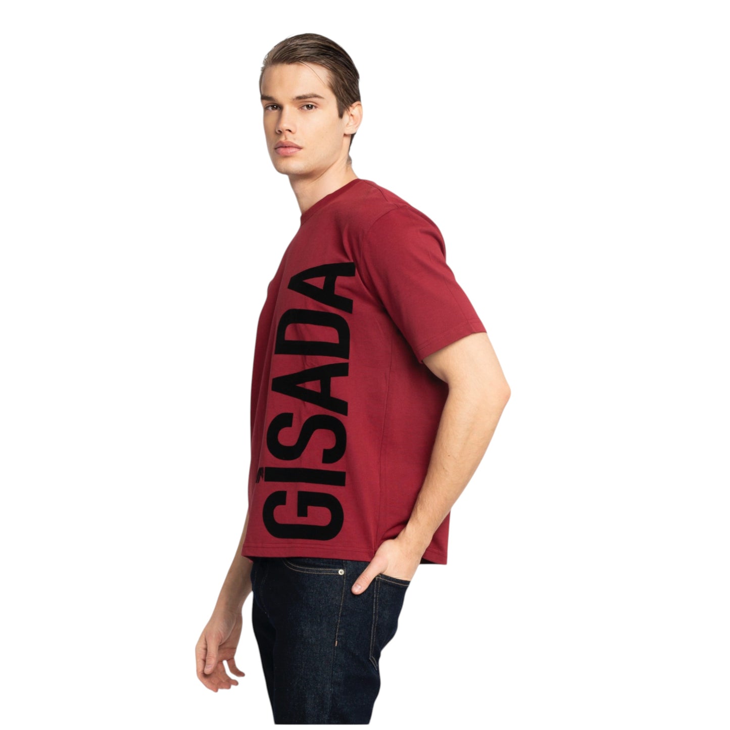 Oversized T-Shirt in Heavy Cotton with Large Side Logo Flock Print