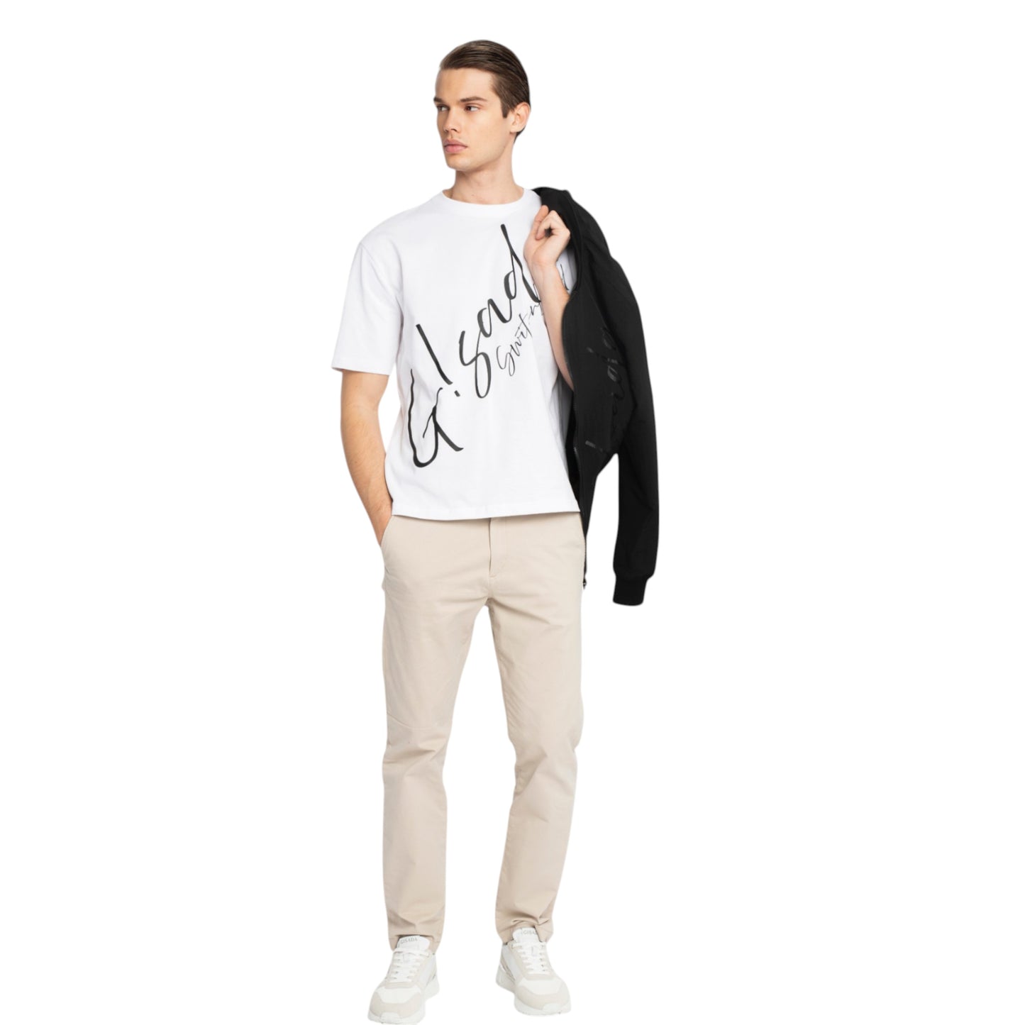 Oversized T-Shirt in Heavy Cotton with Cursive Print