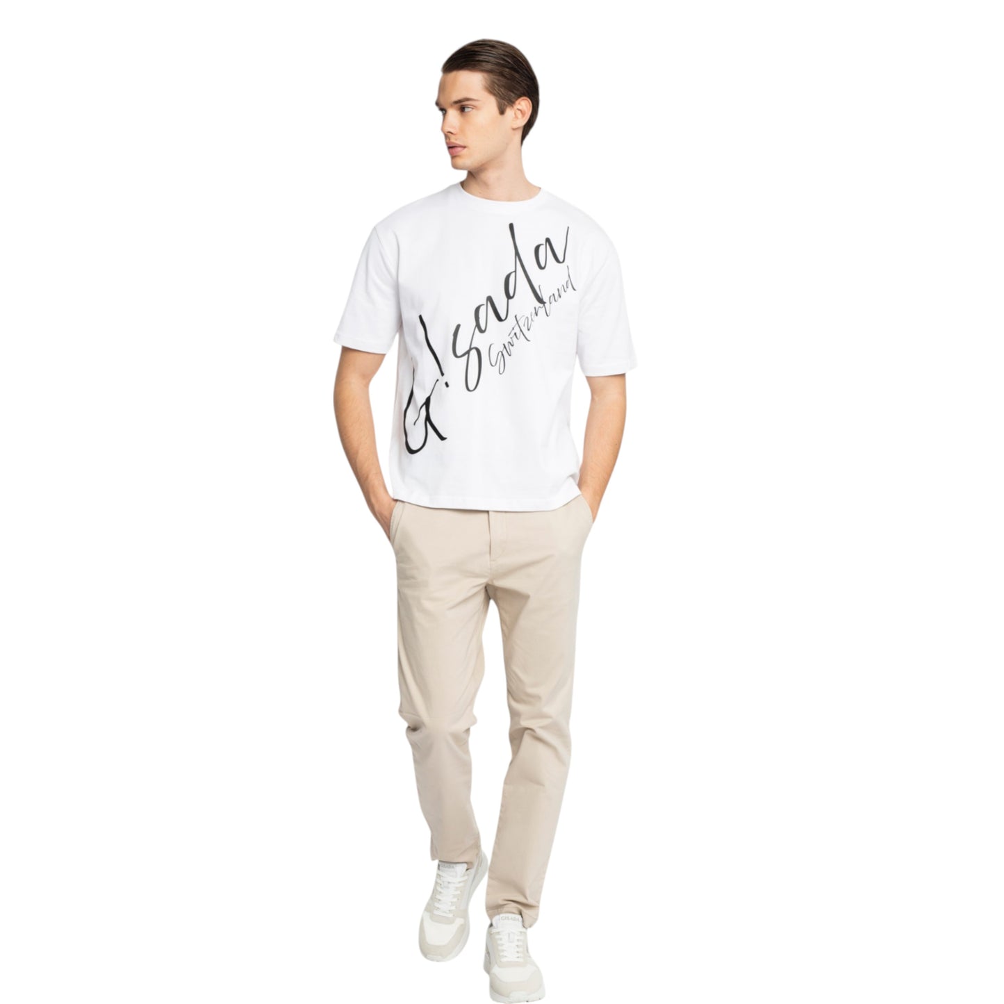 Oversized T-Shirt in Heavy Cotton with Cursive Print