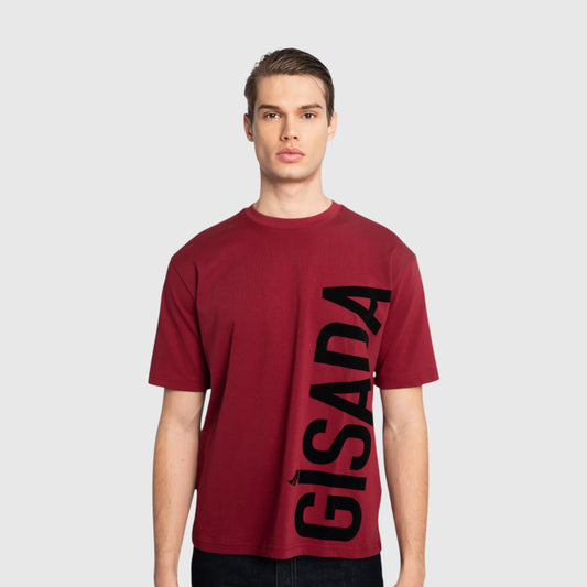 Oversized T-Shirt in Heavy Cotton with Large Side Logo Flock Print