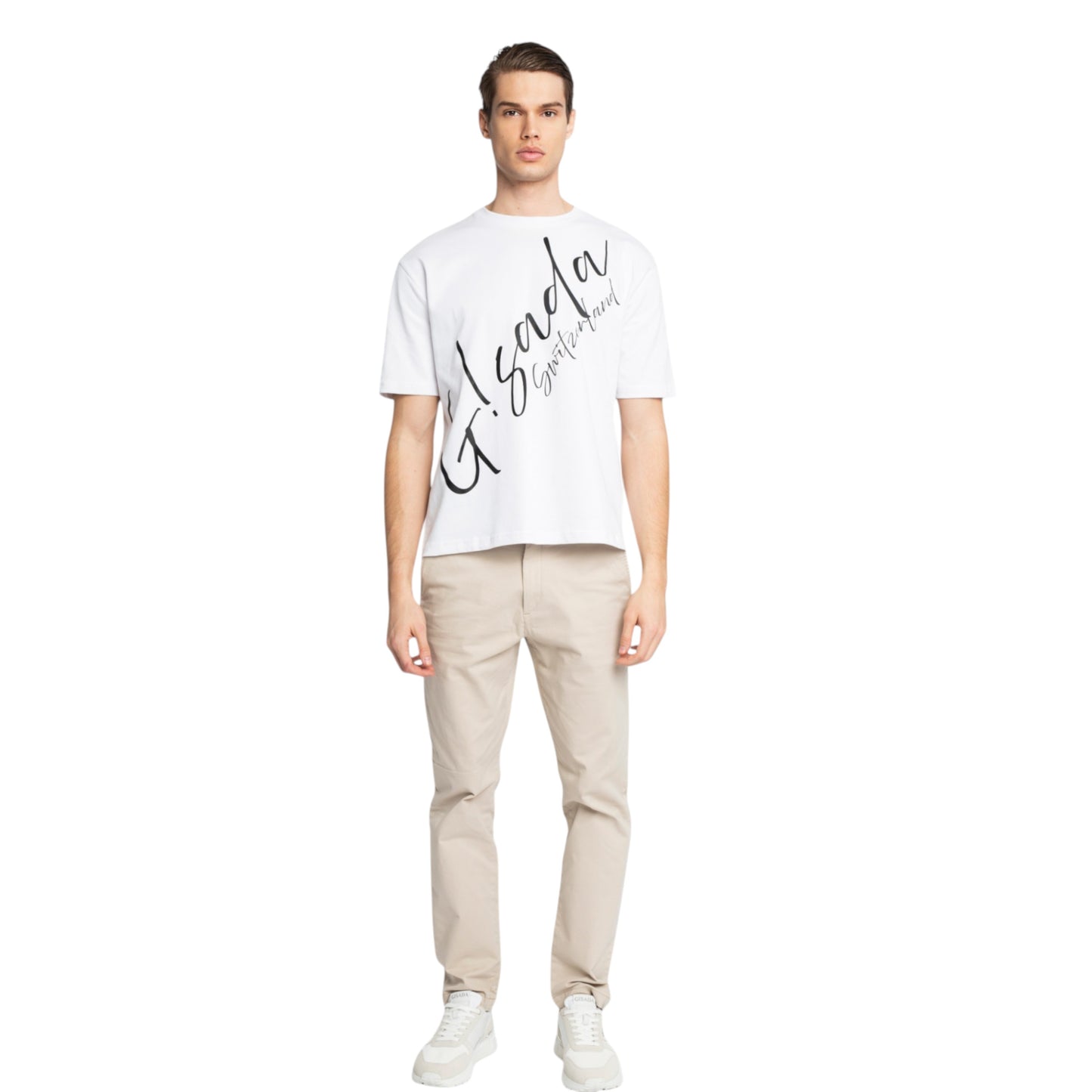 Oversized T-Shirt in Heavy Cotton with Cursive Print