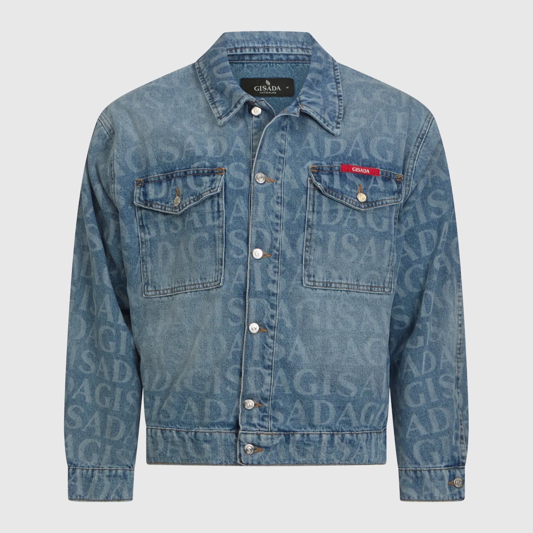 Oversize Denim Shirt with Allover Gisada Laser Print (Copy) Gisada Denim
