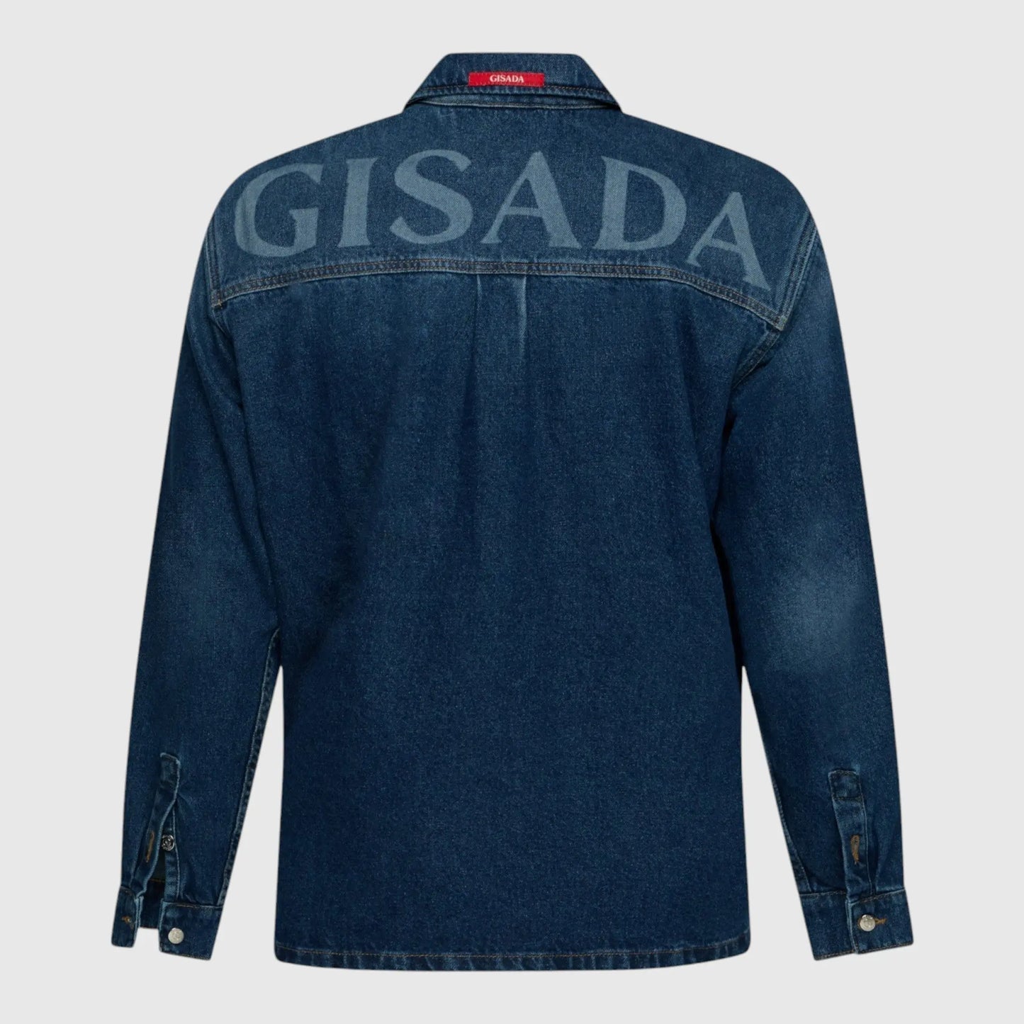 Oversized Denim Shirt with Gisada Logo and Mini Label Patch - Gisada.com