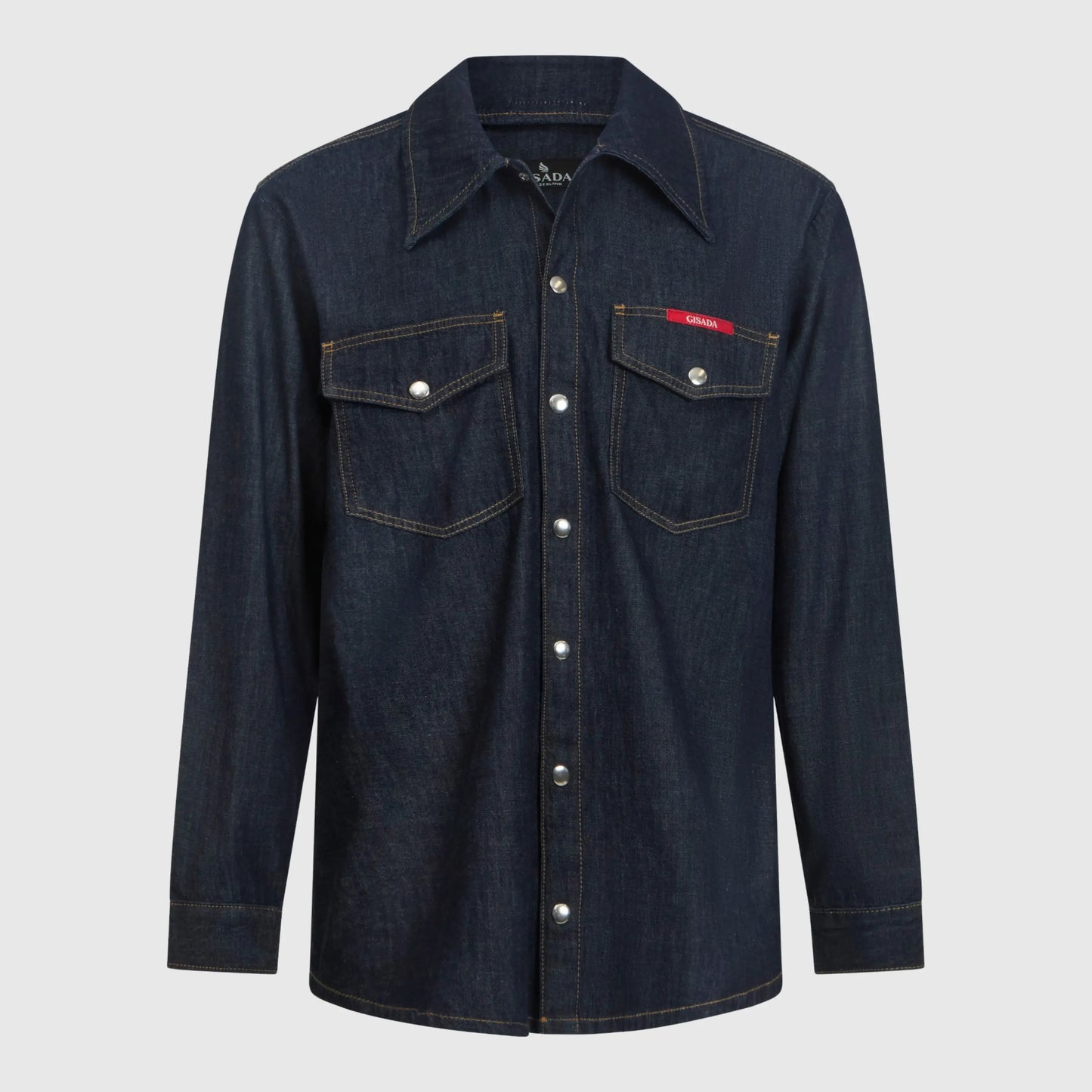 Oversized Denim Shirt with Mini Label Patch Gisada Denim