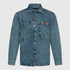 Oversized Denim Shirt with Mini Label Patch - Gisada.com