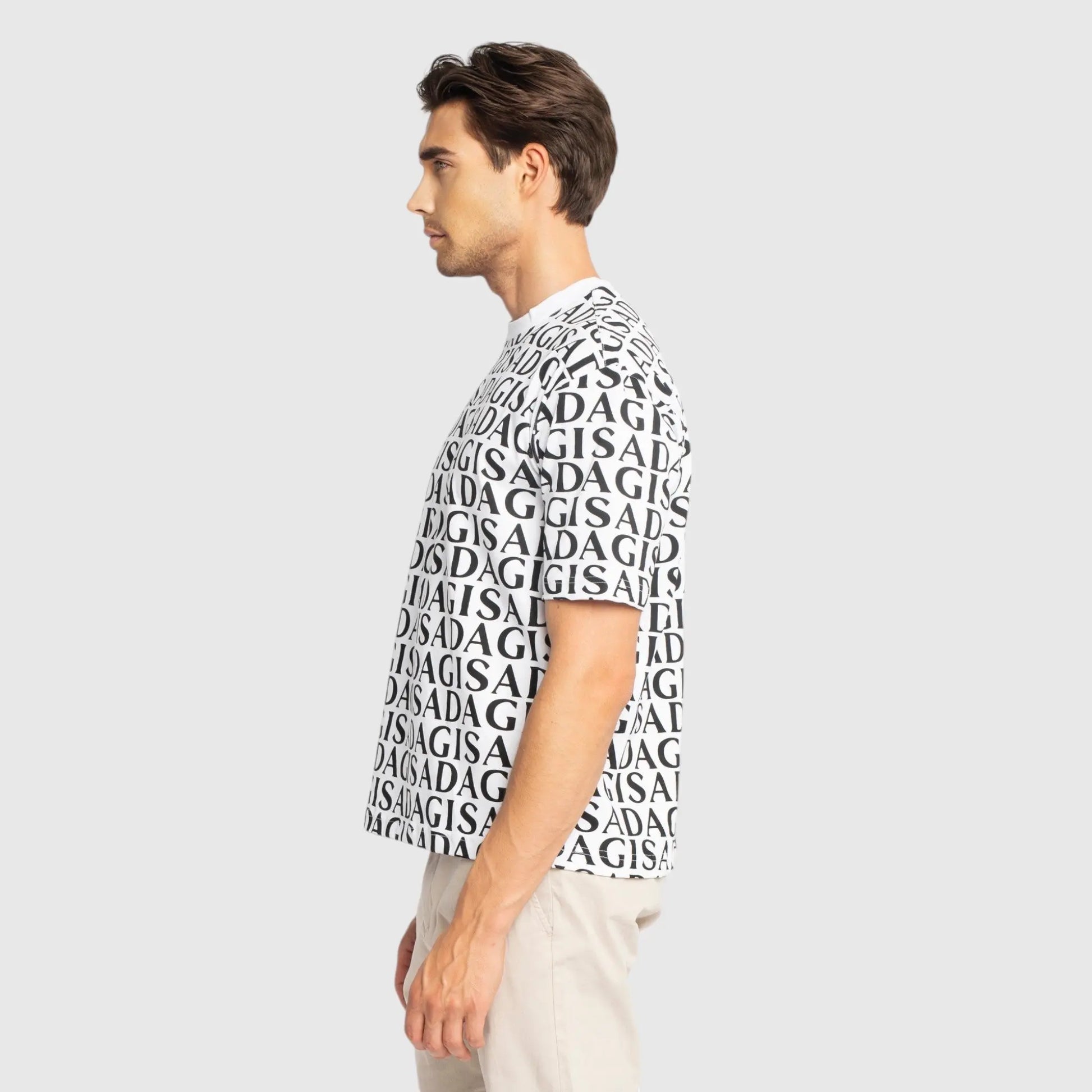 Oversized T-Shirt in Heavy Cotton with Allover Print - Gisada.com