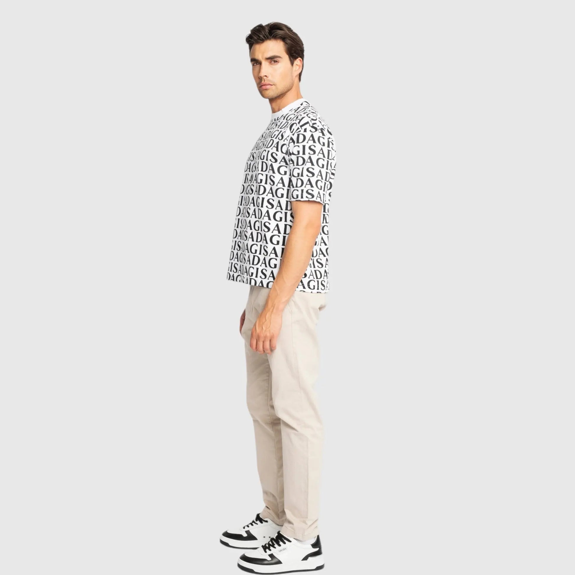Oversized T-Shirt in Heavy Cotton with Allover Print - Gisada.com