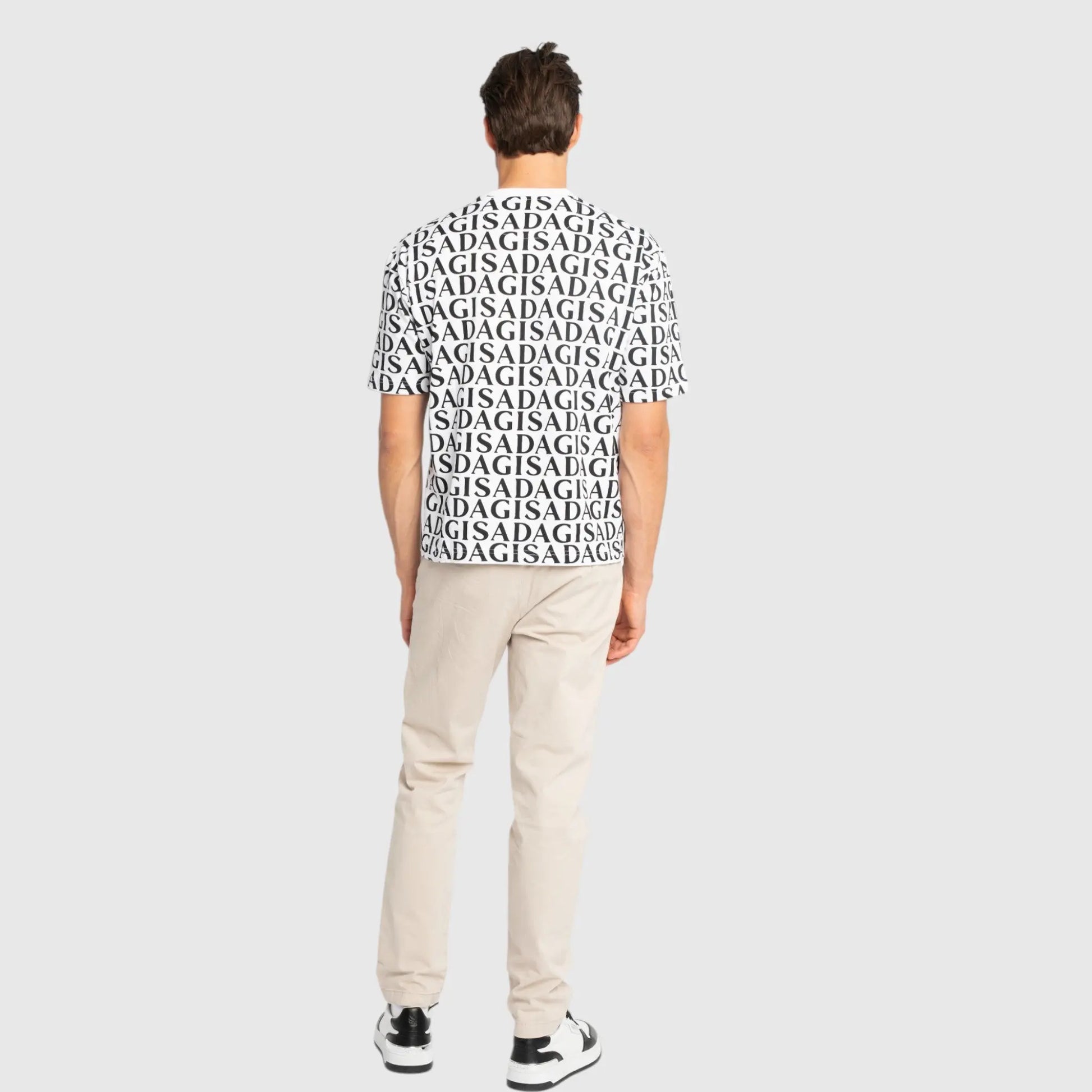 Oversized T-Shirt in Heavy Cotton with Allover Print - Gisada.com
