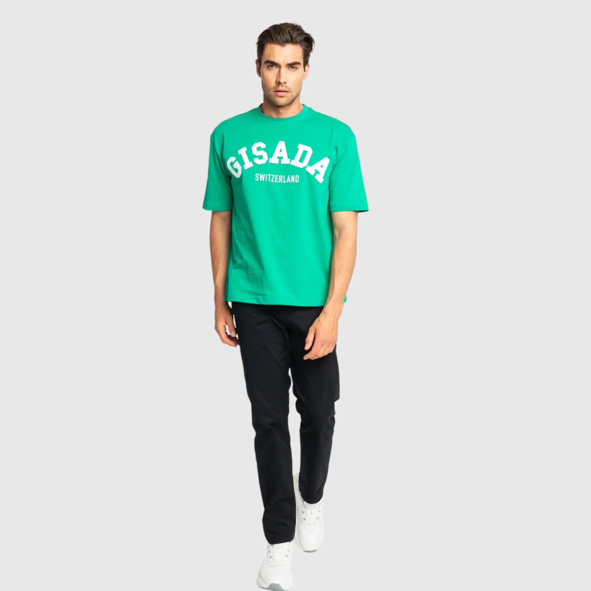 Oversized T-Shirt in Heavy Cotton with College Print - Gisada.com