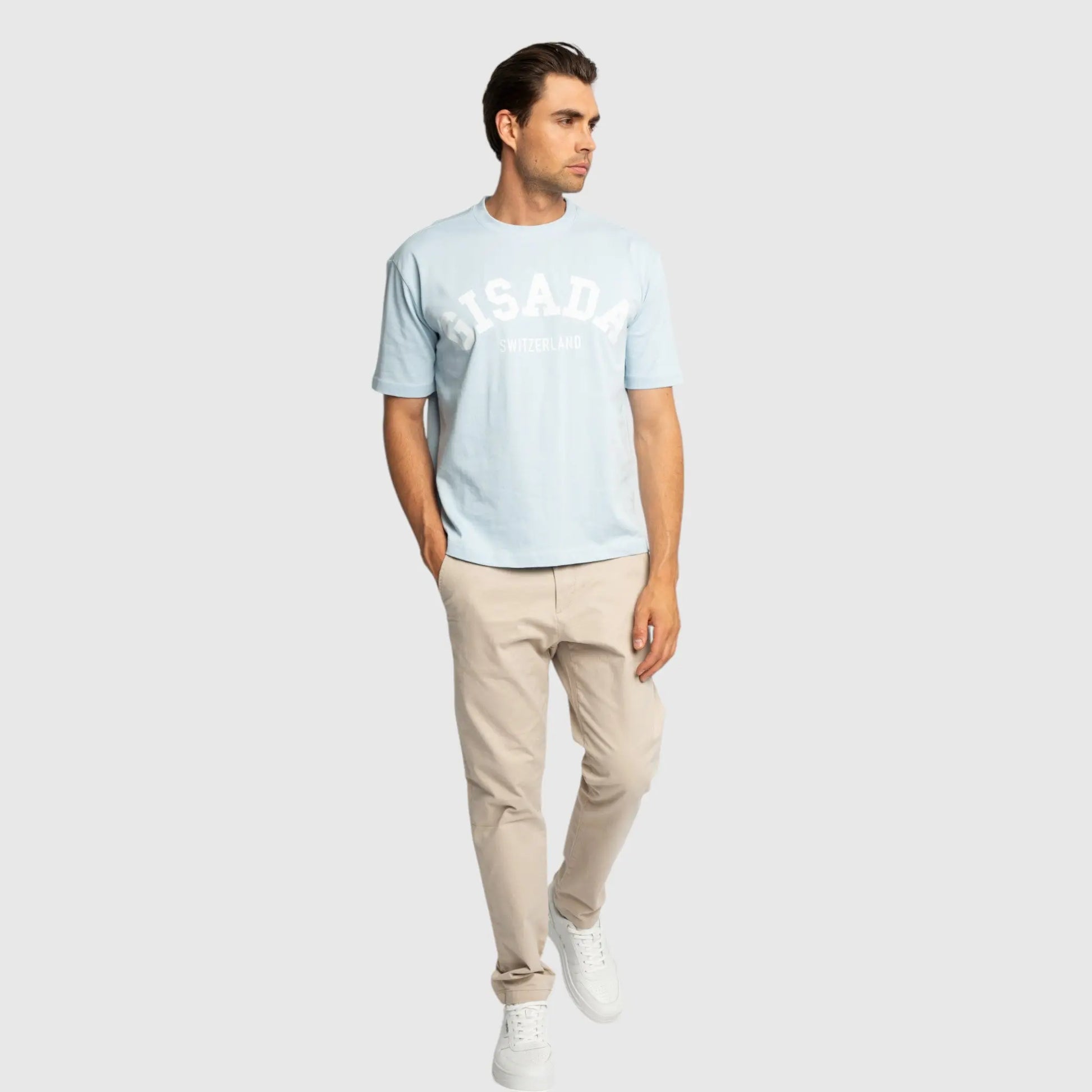 Oversized T-Shirt in Heavy Cotton with College Print - Gisada.com