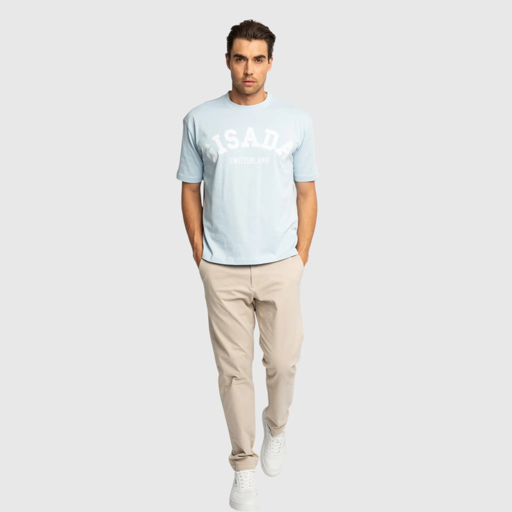 Oversized T-Shirt in Heavy Cotton with College Print - Gisada.com