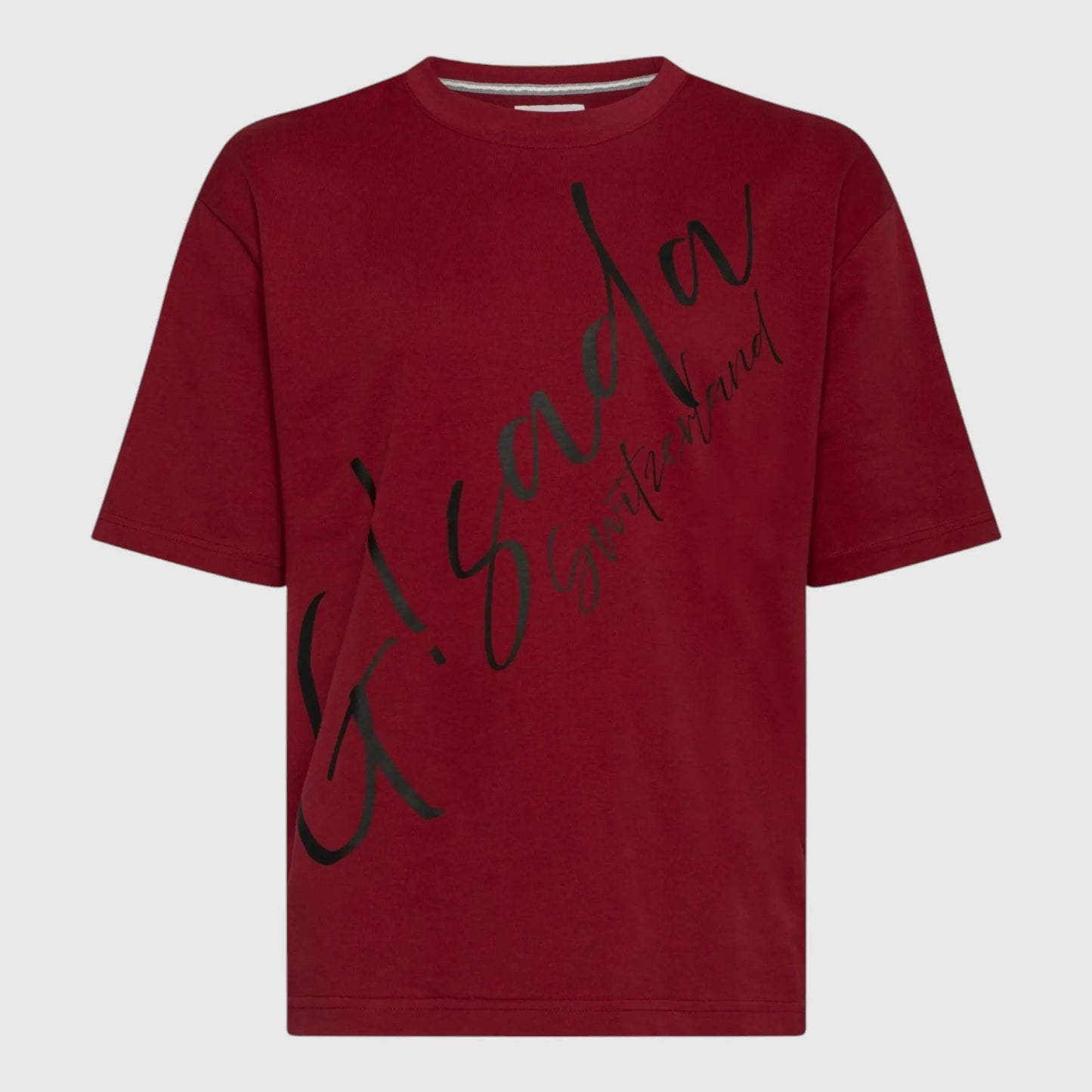Oversized T-Shirt in Heavy Cotton with Cursive Print - Gisada.com